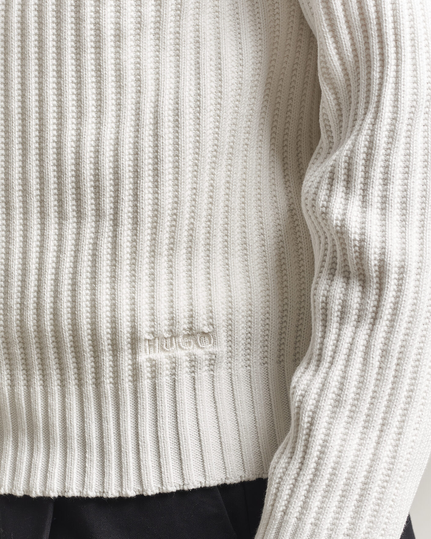 Heren | Truien | HUGO | Srtithon Cotton Knitted Half Zip Natural