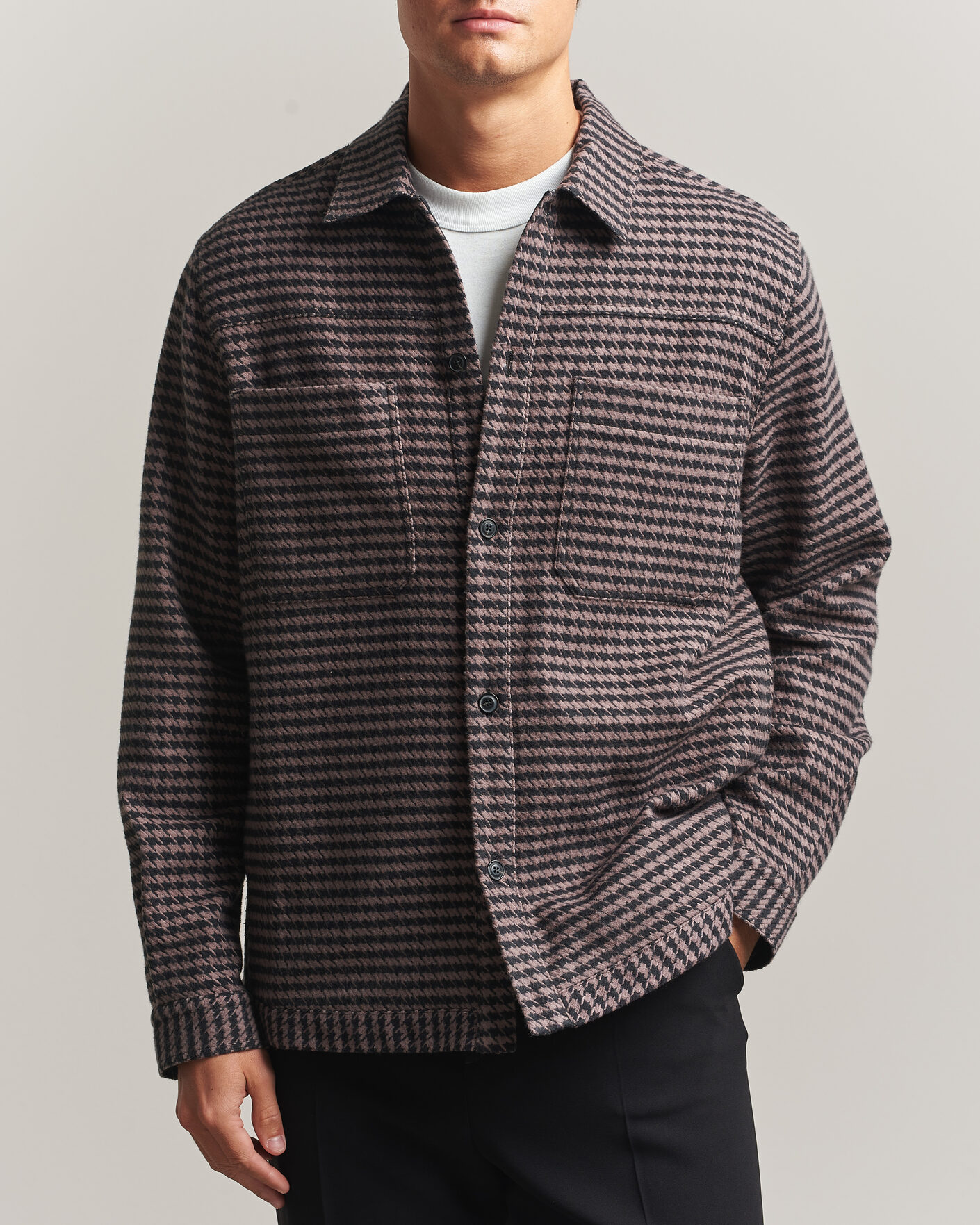 Heren | Overhemden | HUGO | Eniri Houndstooth Overshirt Copper Brown