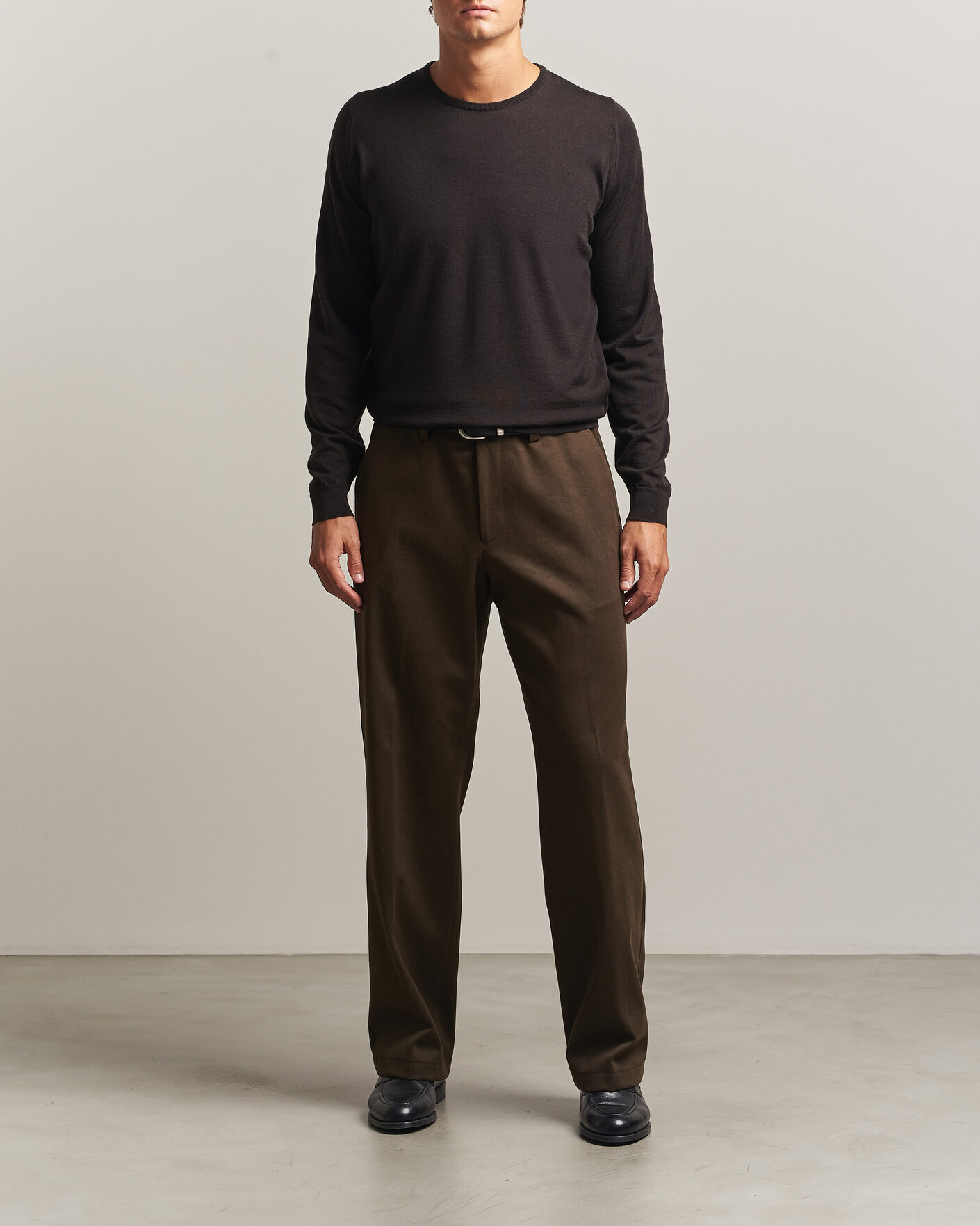 Heren | Broeken | BOSS CAMEL | Pave Brushed Cotton Pleated Trousers Open Green