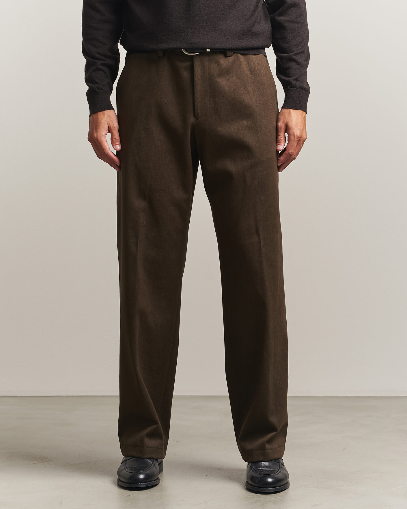 Heren | Broeken | BOSS CAMEL | Pave Brushed Cotton Pleated Trousers Open Green