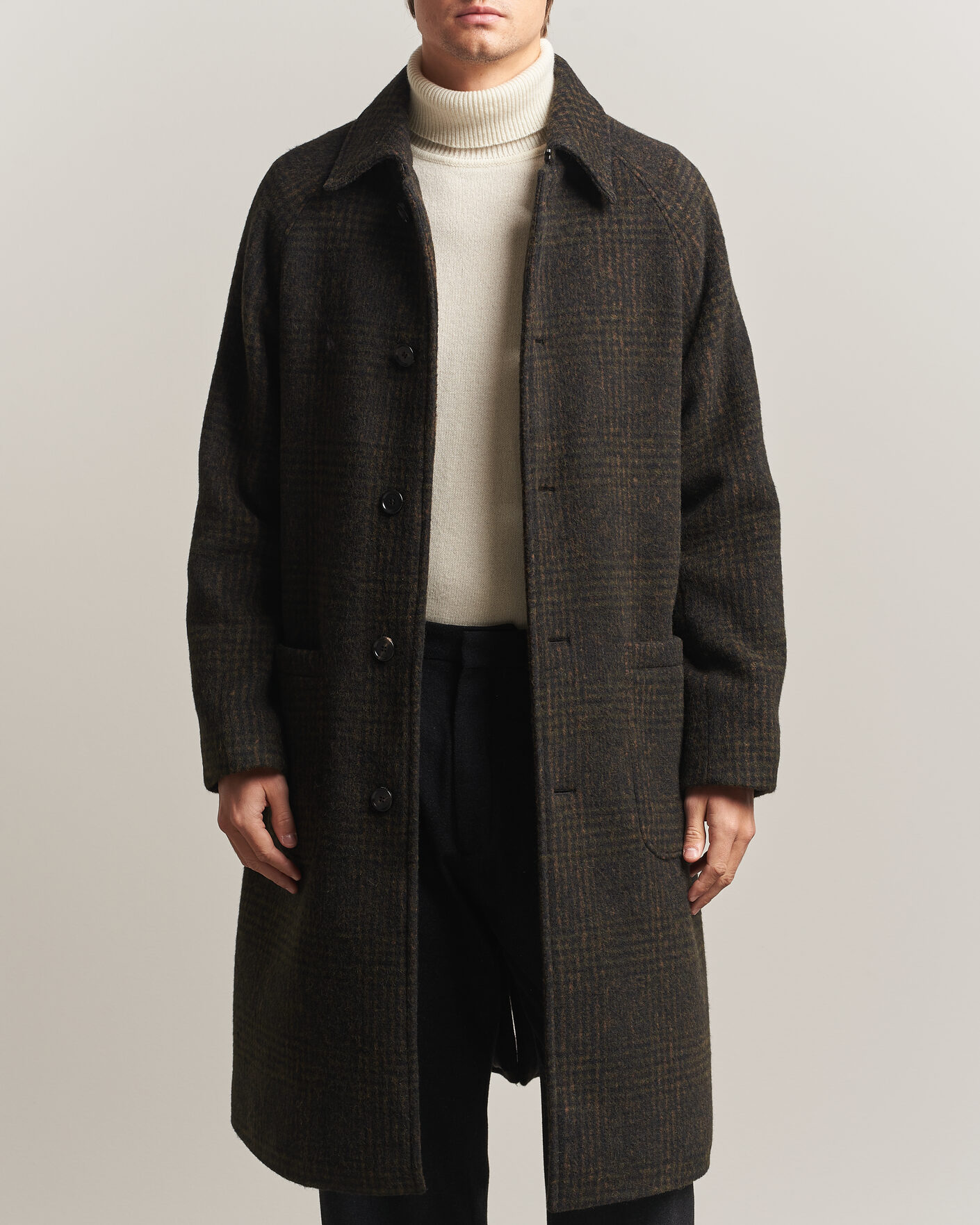 Heren | Jassen | BOSS CAMEL | Cohn Wool Checked Coat Open Green