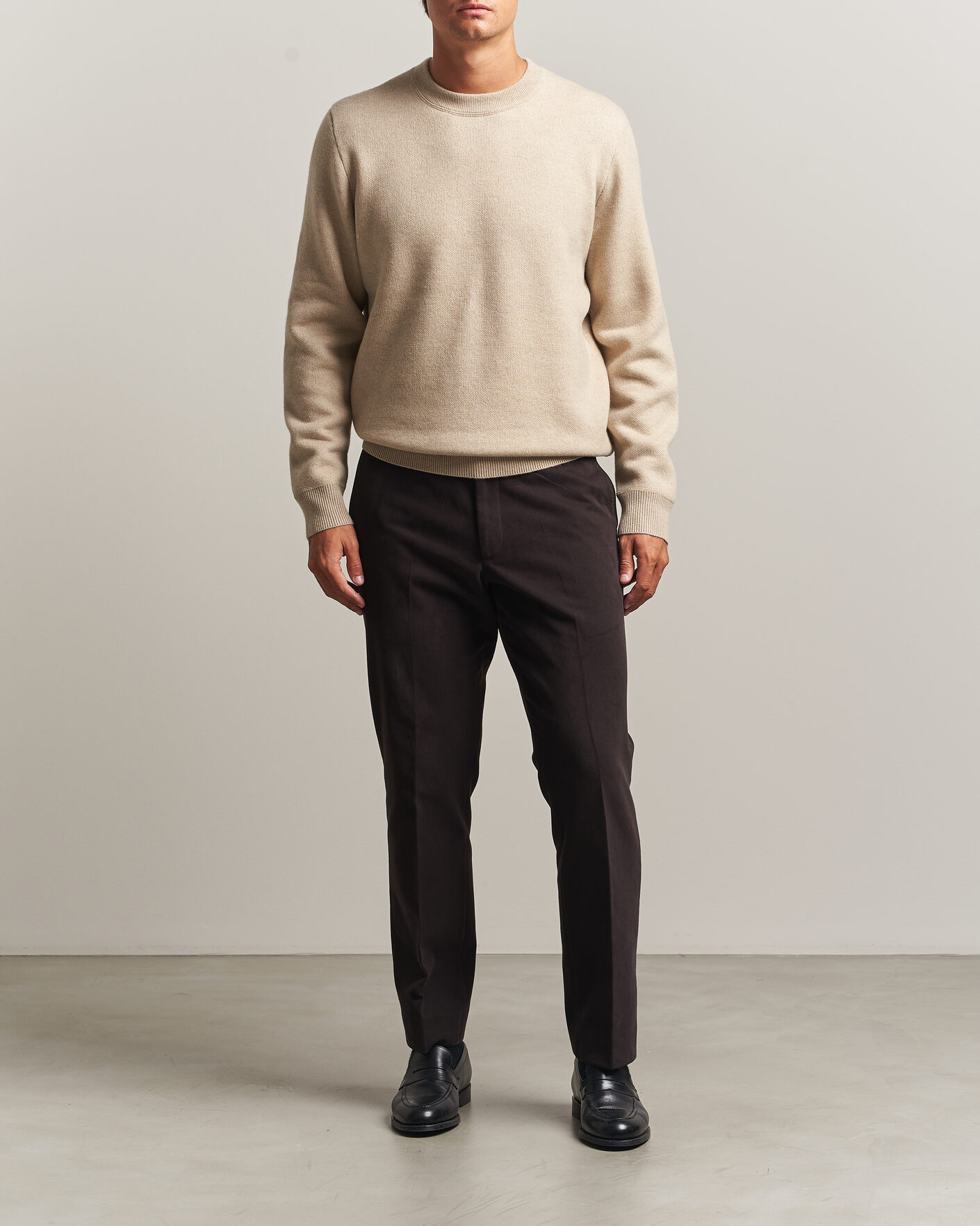 Heren | Truien | BOSS CAMEL | Farrison Wool Knitted Sweater Light Beige