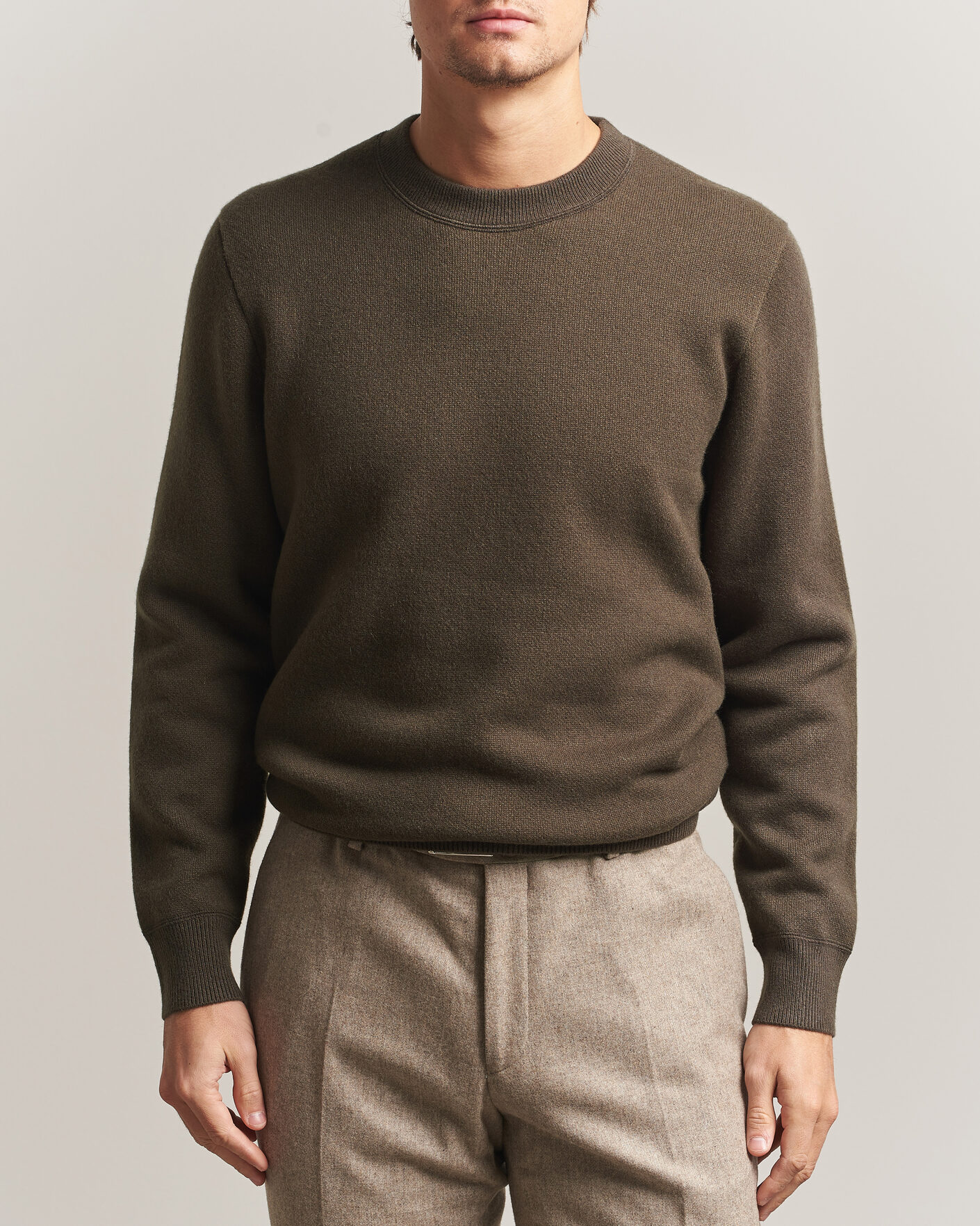 Heren | Truien | BOSS CAMEL | Farrison Cashmere Knitted Sweater Open Green
