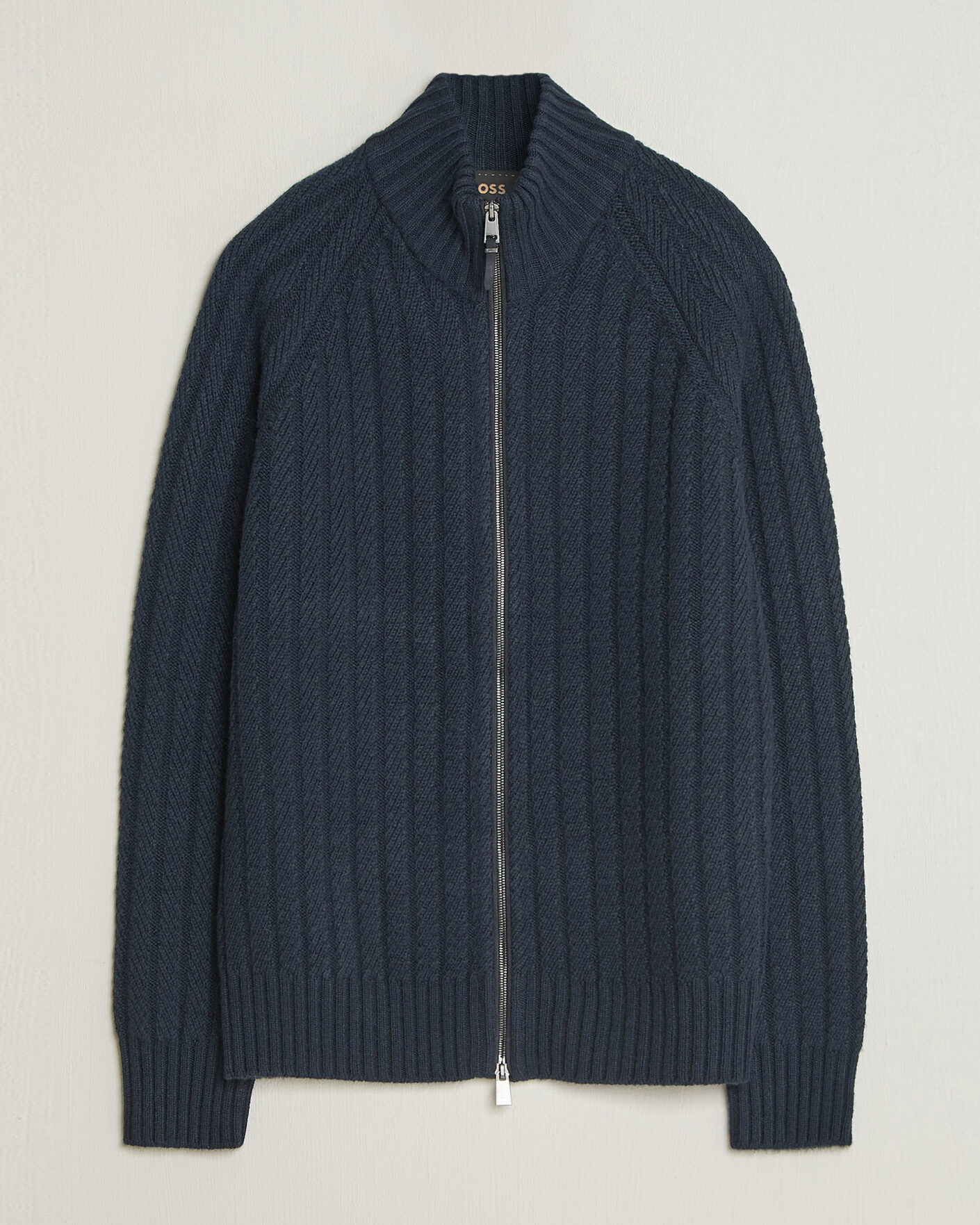 Heren | Truien | BOSS CAMEL | Filane Wool Knitted Full Zip Dark Blue