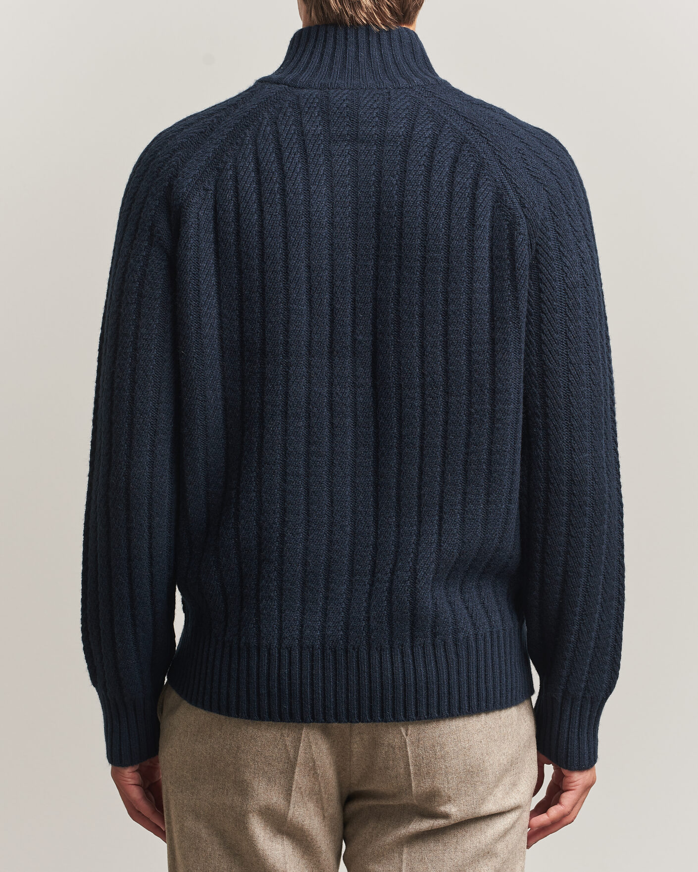 Heren | Truien | BOSS CAMEL | Filane Wool Knitted Full Zip Dark Blue