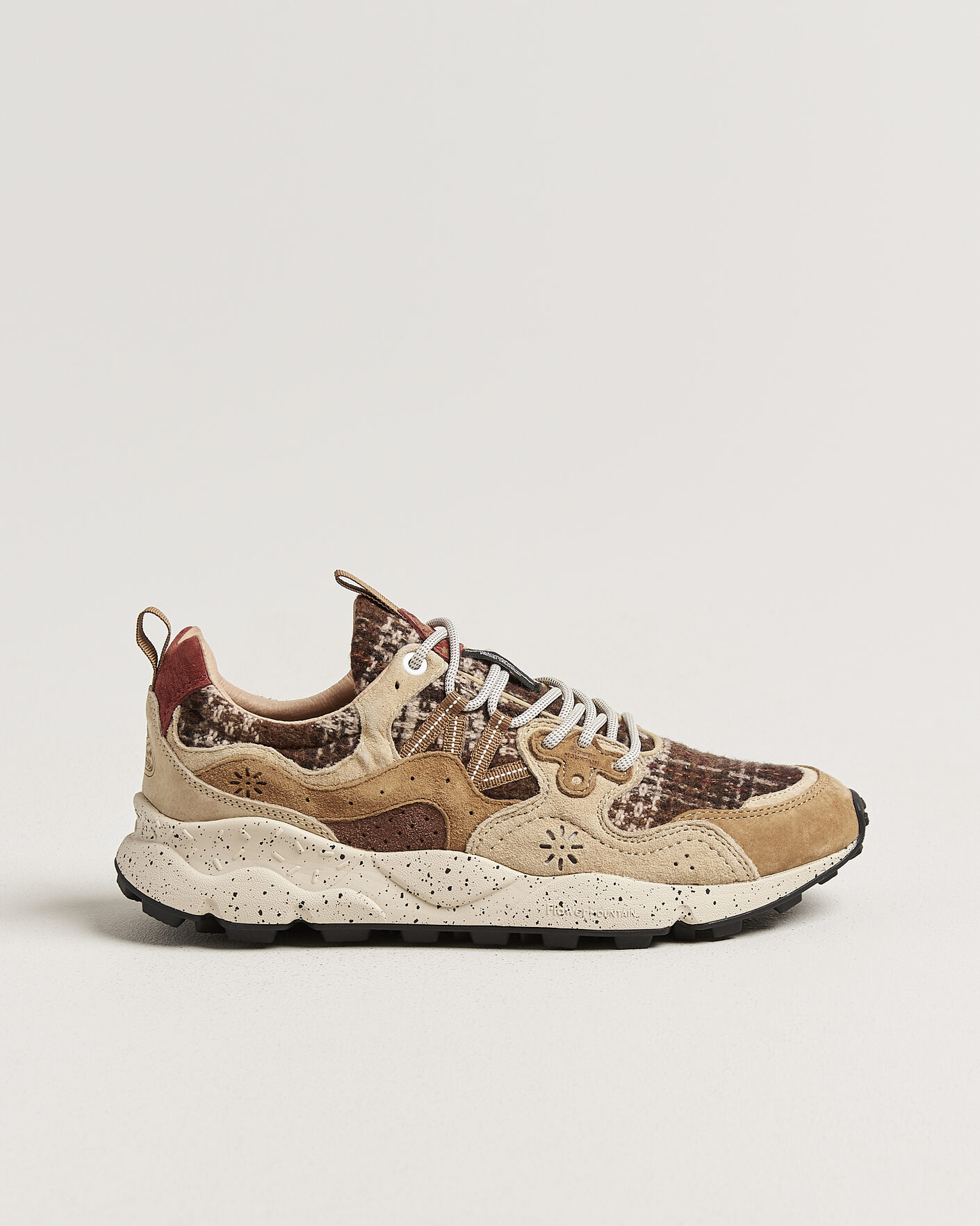 Heren | Sneakers | Flower Mountain | Yamano 3 Suede/Wool Check Sneaker Brown