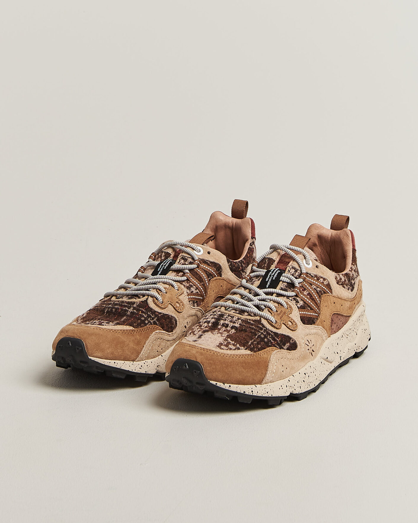 Heren | Sneakers | Flower Mountain | Yamano 3 Suede/Wool Check Sneaker Brown
