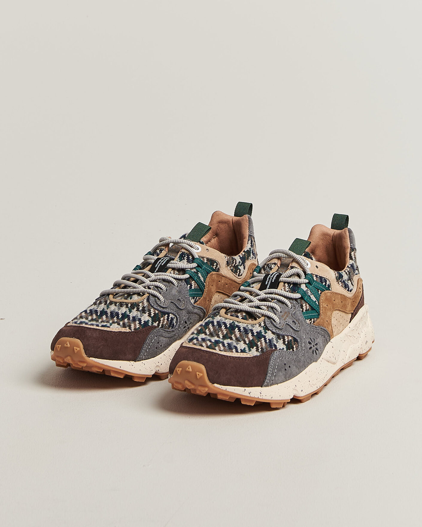 Heren | Sneakers | Flower Mountain | Yamano 3 Suede/Houndstooth Sneaker Multi