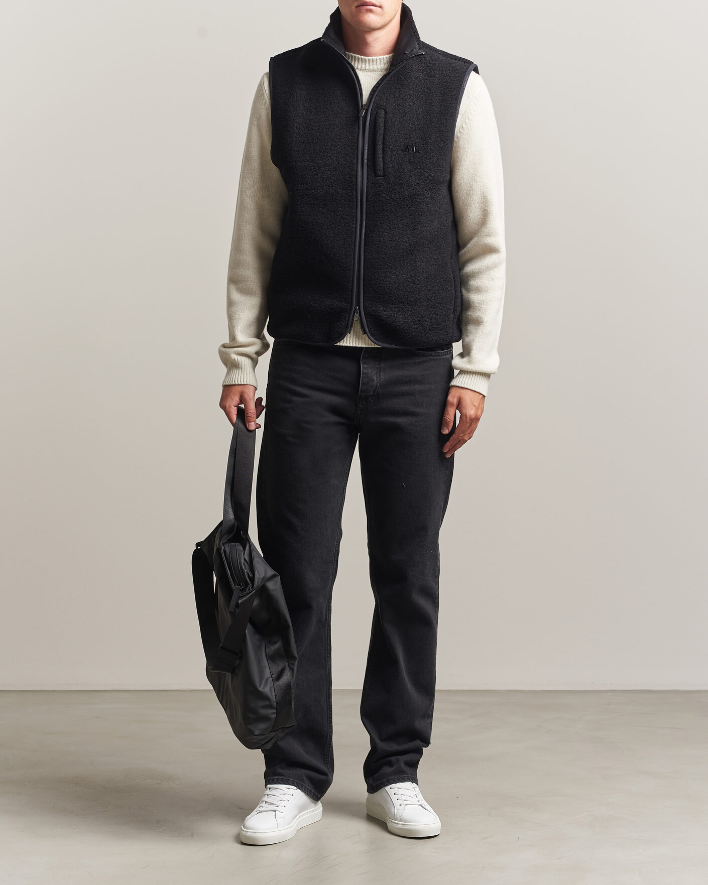 Heren | Gilets | J.Lindeberg | Duncan Wool Fleece Vest Black
