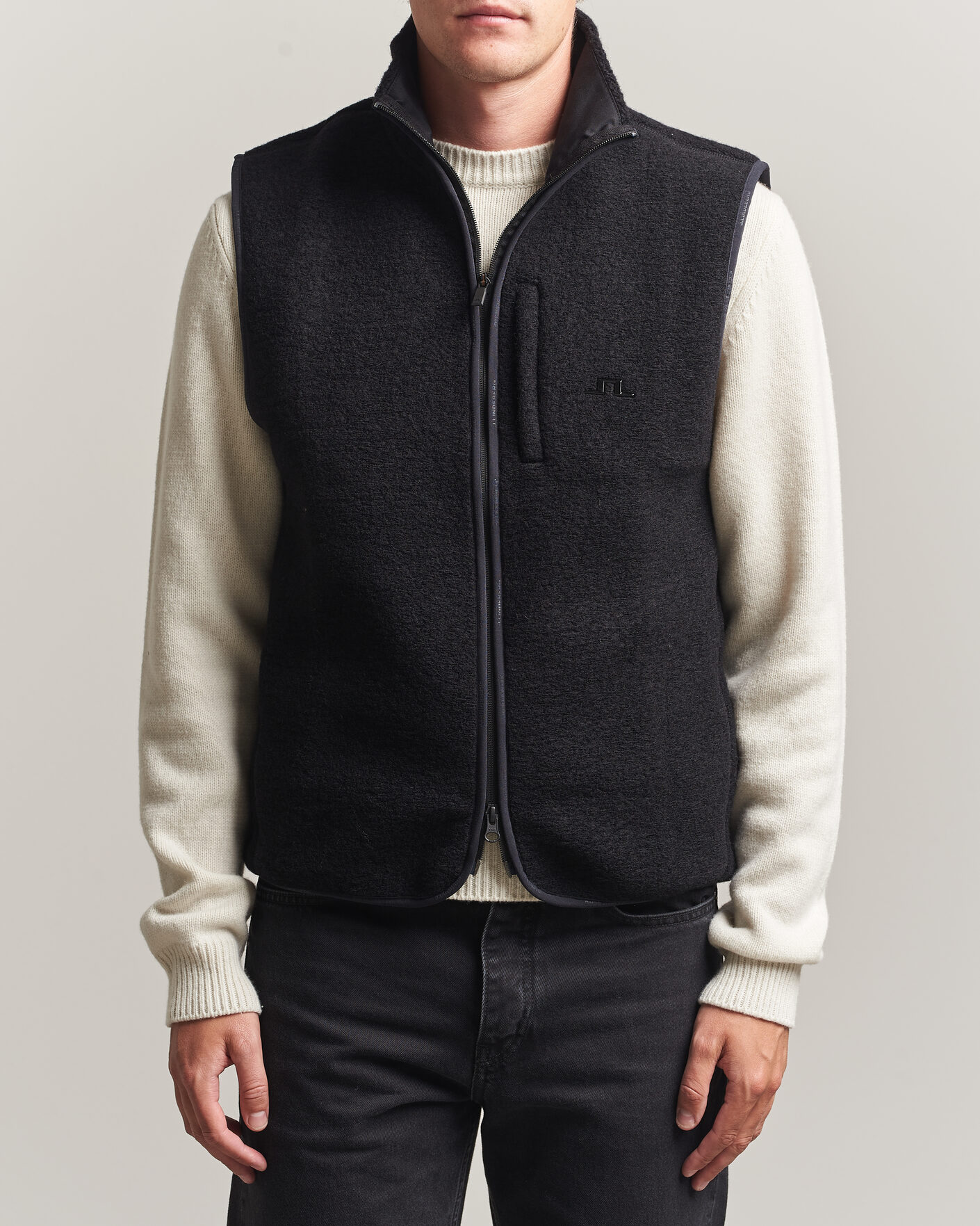 Heren | Gilets | J.Lindeberg | Duncan Wool Fleece Vest Black