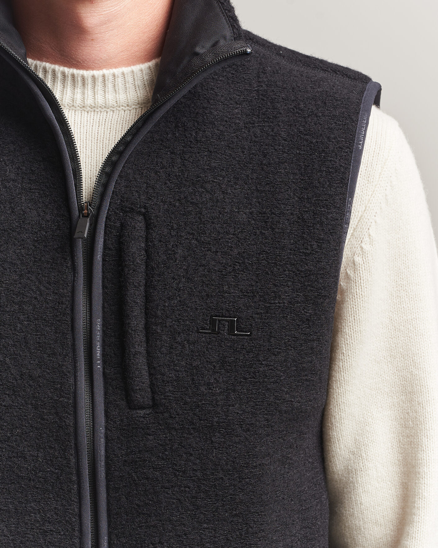 Heren | Gilets | J.Lindeberg | Duncan Wool Fleece Vest Black