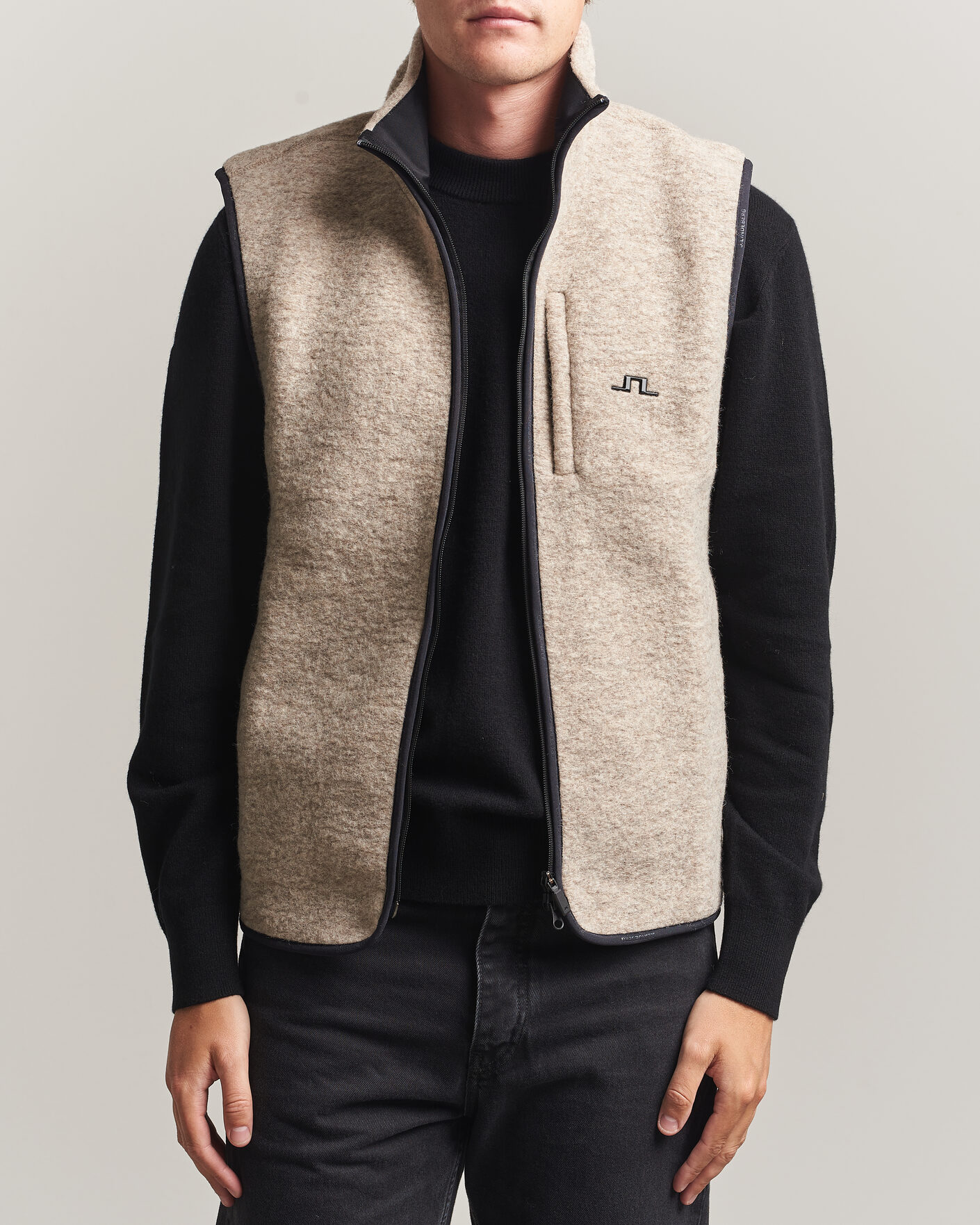 Heren | Gilets | J.Lindeberg | Duncan Wool Fleece Vest Moonbeam