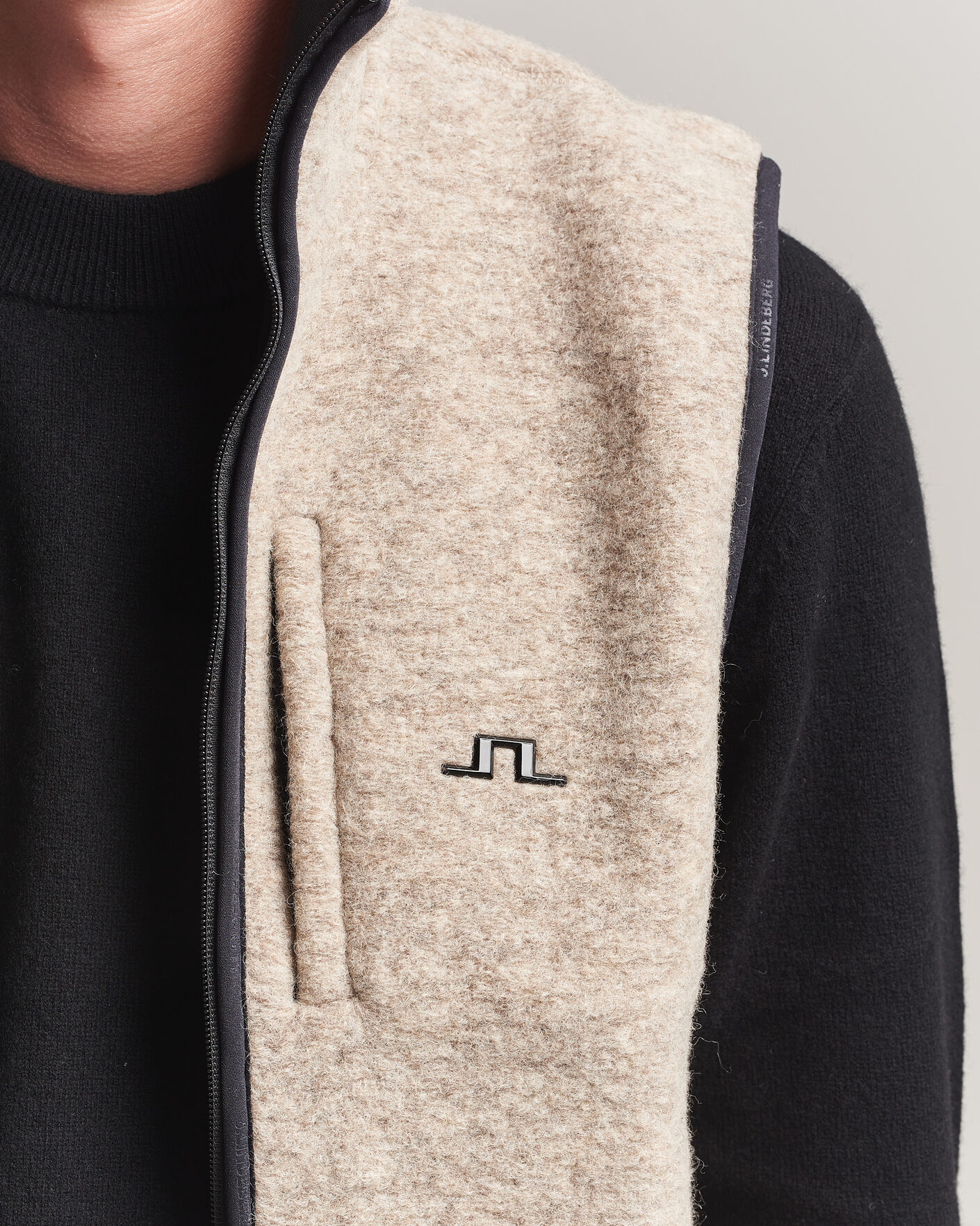 Heren | Gilets | J.Lindeberg | Duncan Wool Fleece Vest Moonbeam