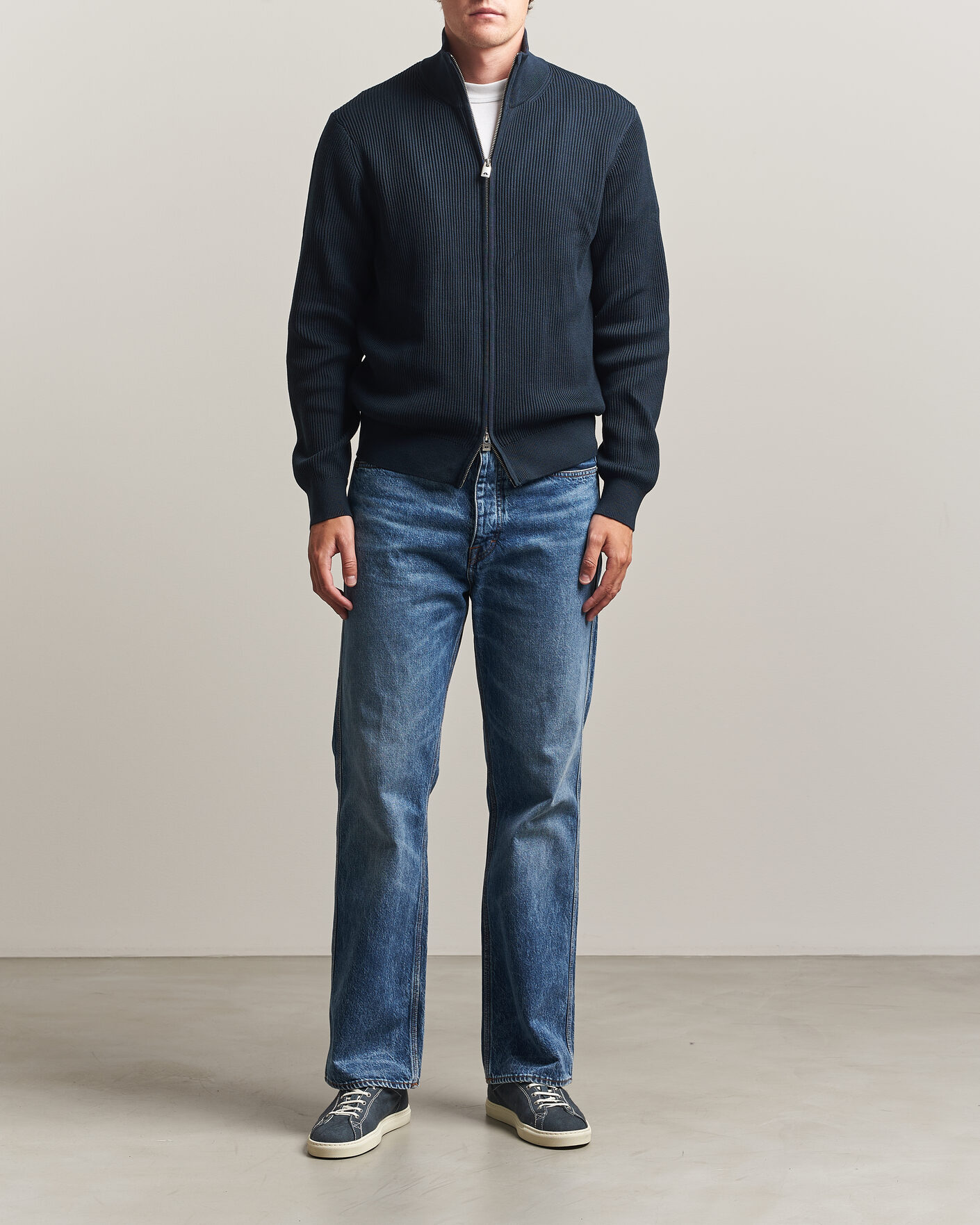 Heren | Truien | J.Lindeberg | Alexis Cotton Full Zip JL Navy