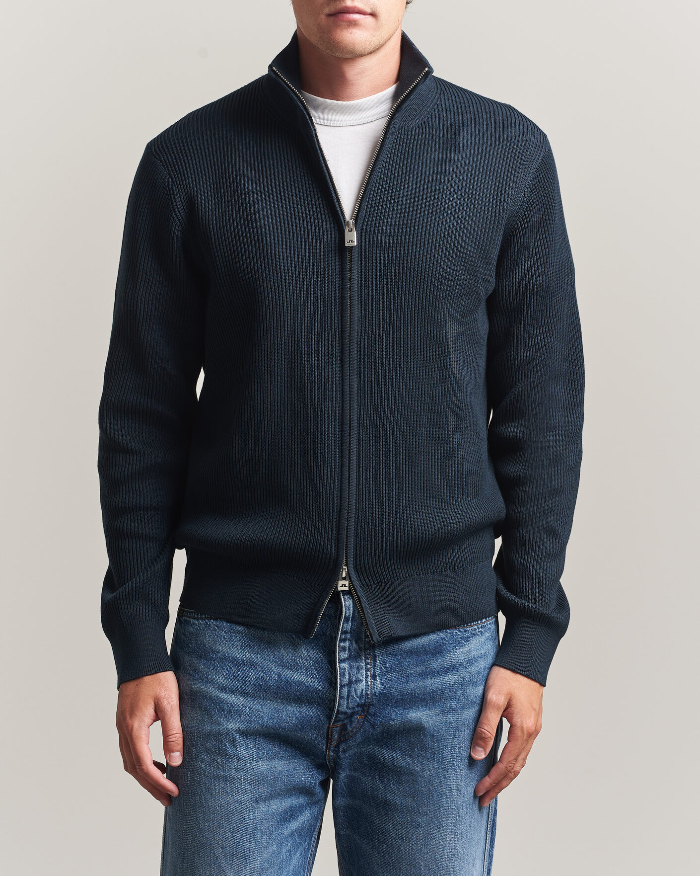 J.LINDEBERG タートルネック ニット ネイビー Sサイズ J.Lindeberg Alexis Cotton Full Zip JL Navy | Man - CareOfCarl.nl