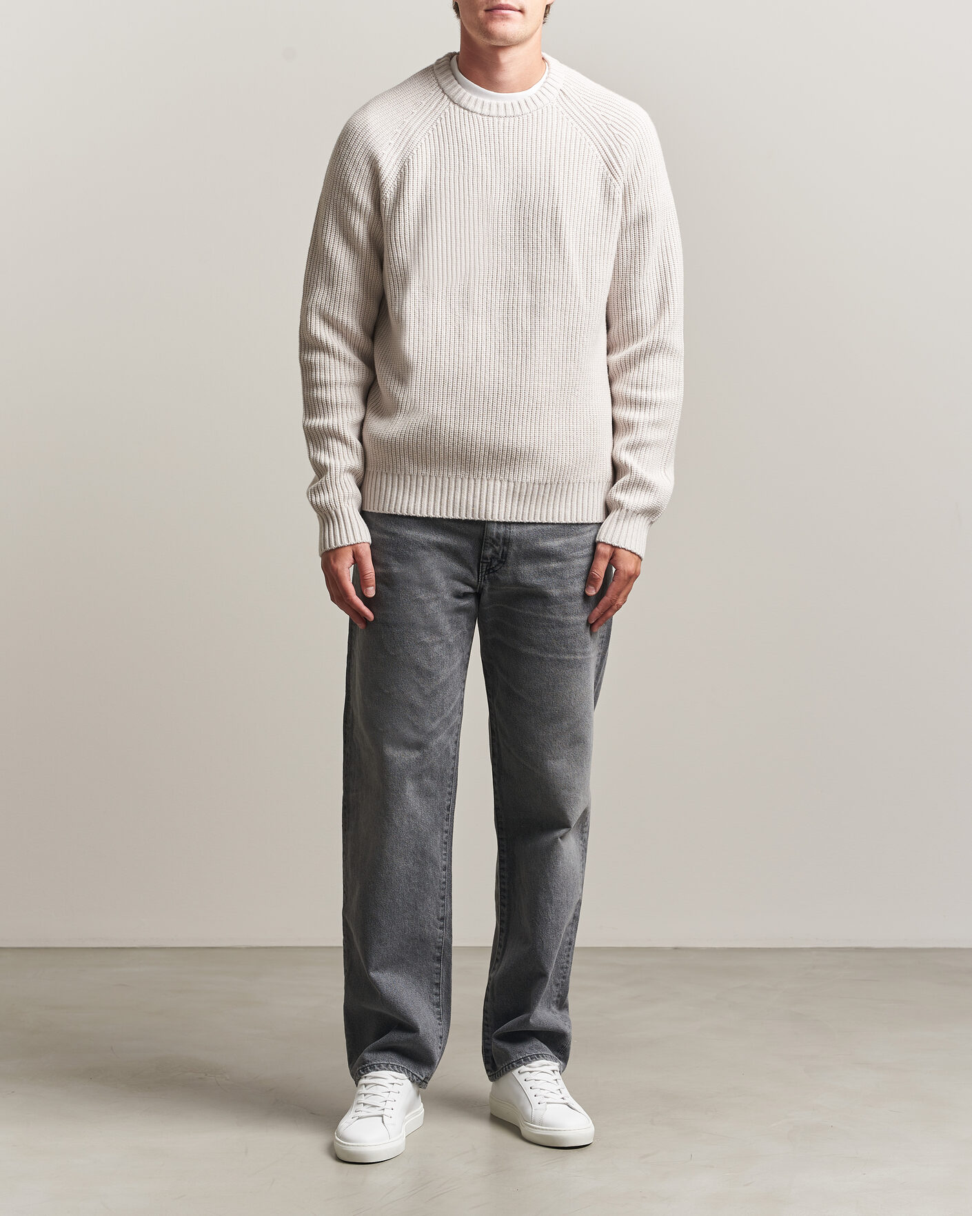 Heren | Truien | J.Lindeberg | Hallow Wool Blend Knitted Sweater Moonbeam