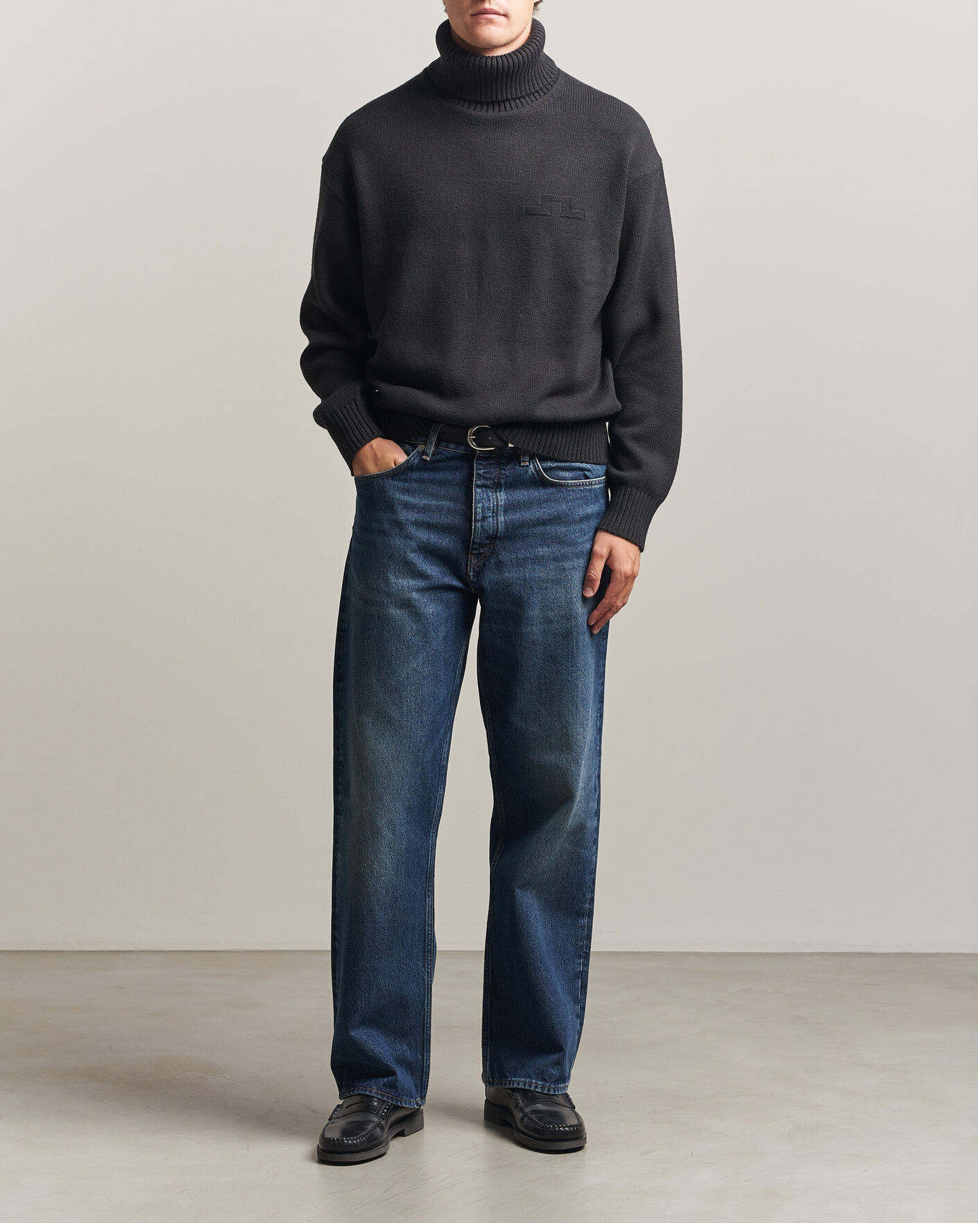 Heren | Truien | J.Lindeberg | Eddy Wool/Cotton Knitted Turtleneck Black