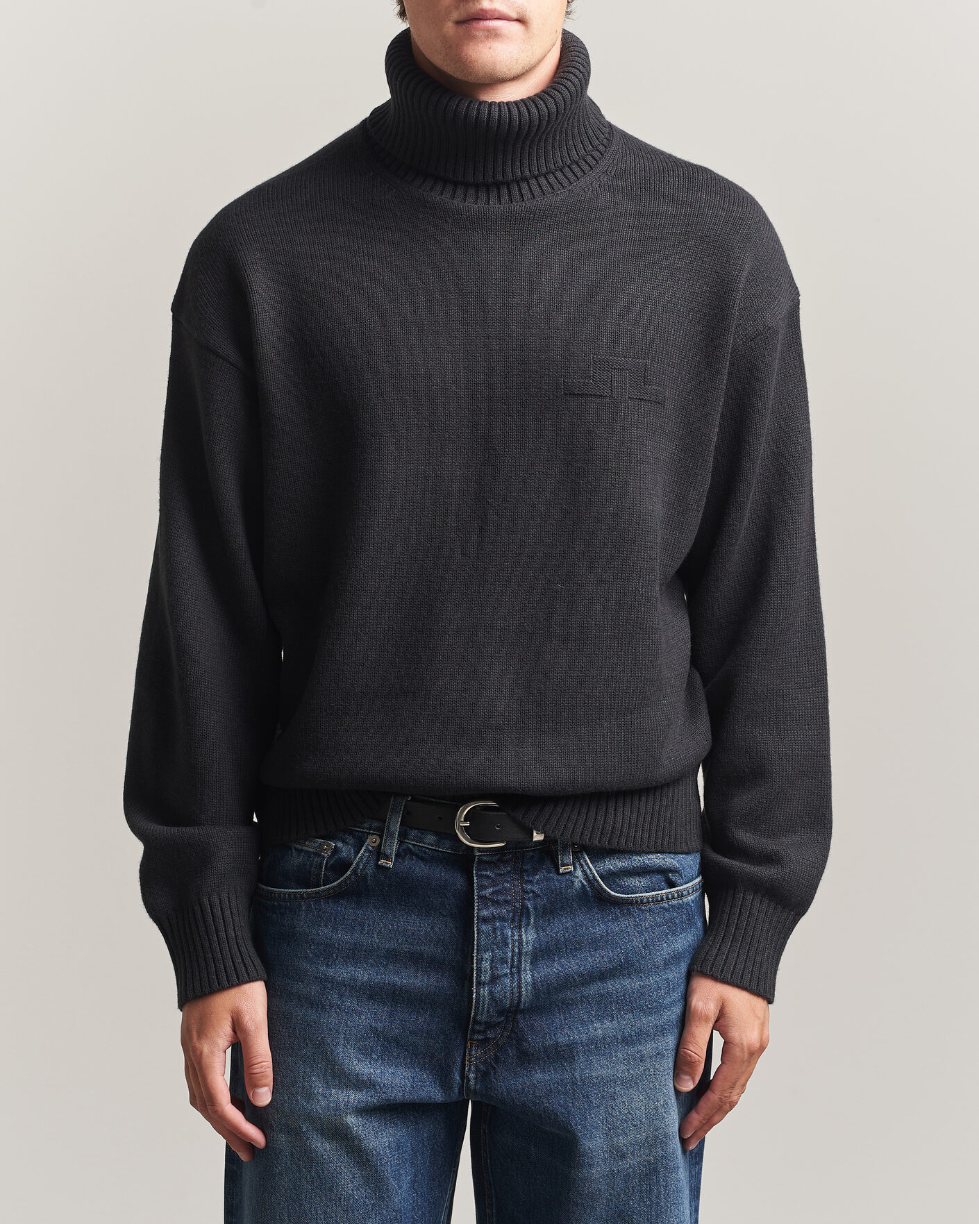Heren | Truien | J.Lindeberg | Eddy Wool/Cotton Knitted Turtleneck Black
