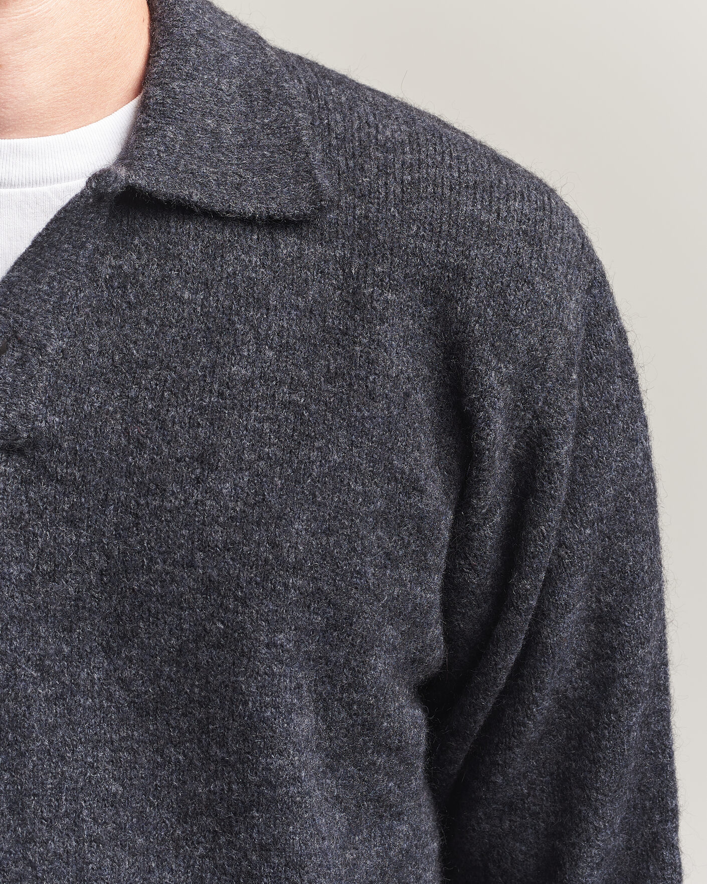 Heren | Truien | Forét | Alpine Polo Knit Dark Grey Melange