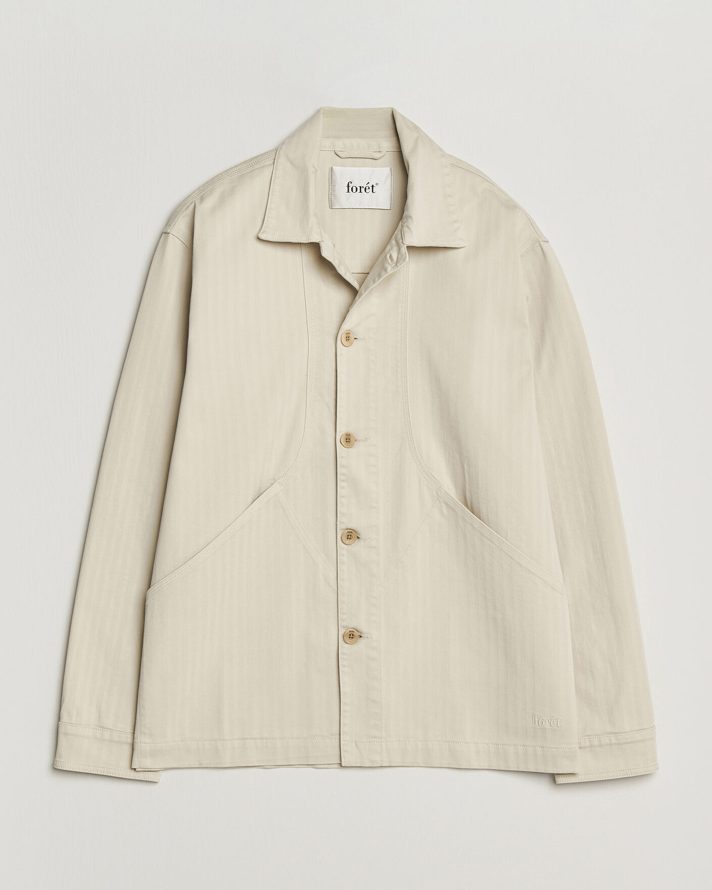 Heren | Overhemden | Forét | Berry Herringbone Overshirt Oat