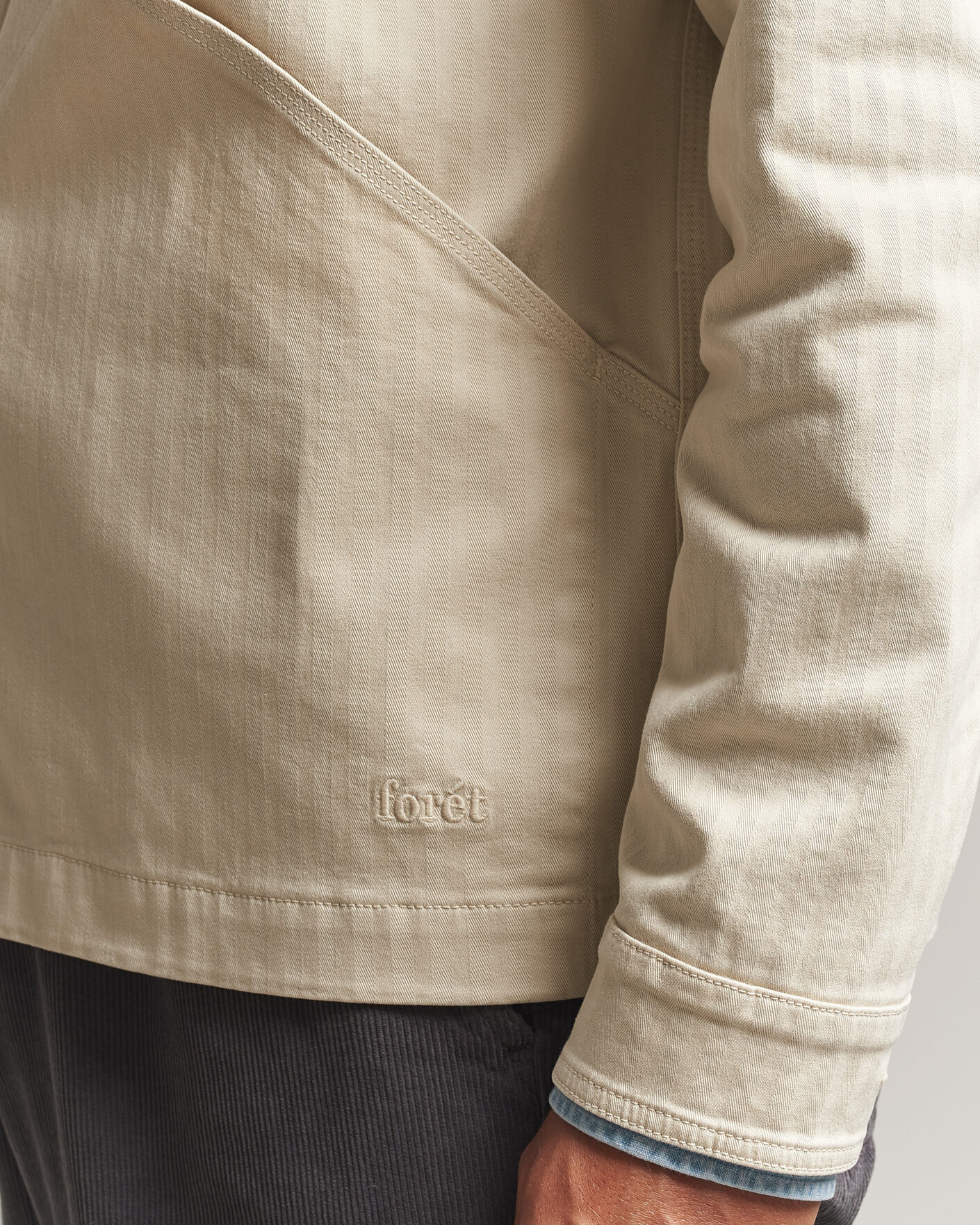 Heren | Overhemden | Forét | Berry Herringbone Overshirt Oat