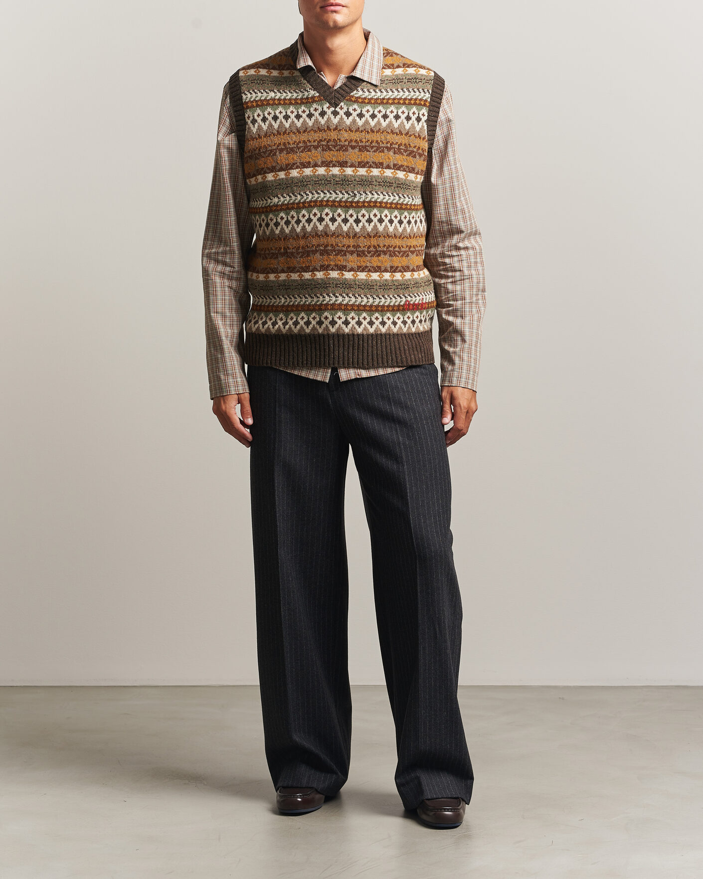 Heren | Truien | Forét | Fairisle Lambswool Vest Thyme