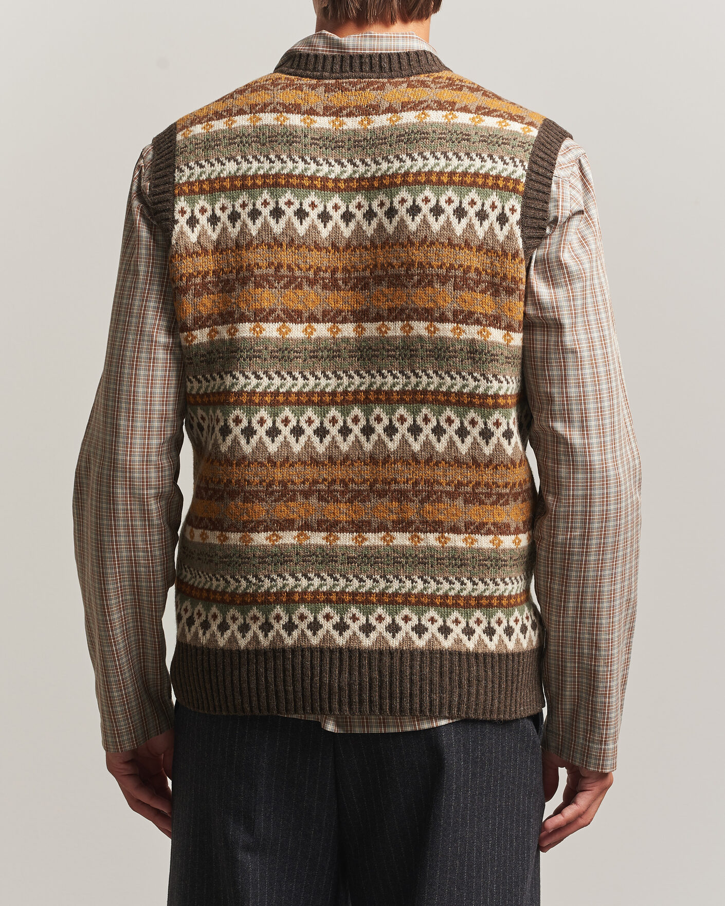Heren | Truien | Forét | Fairisle Lambswool Vest Thyme