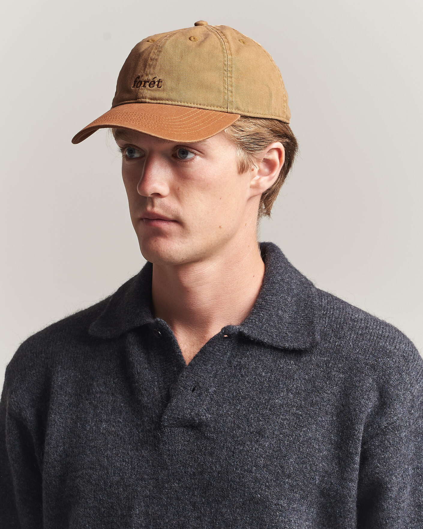 Heren | Hoeden en petten | Forét | Hawk Washed 2-Tone Cap Khaki/Brown