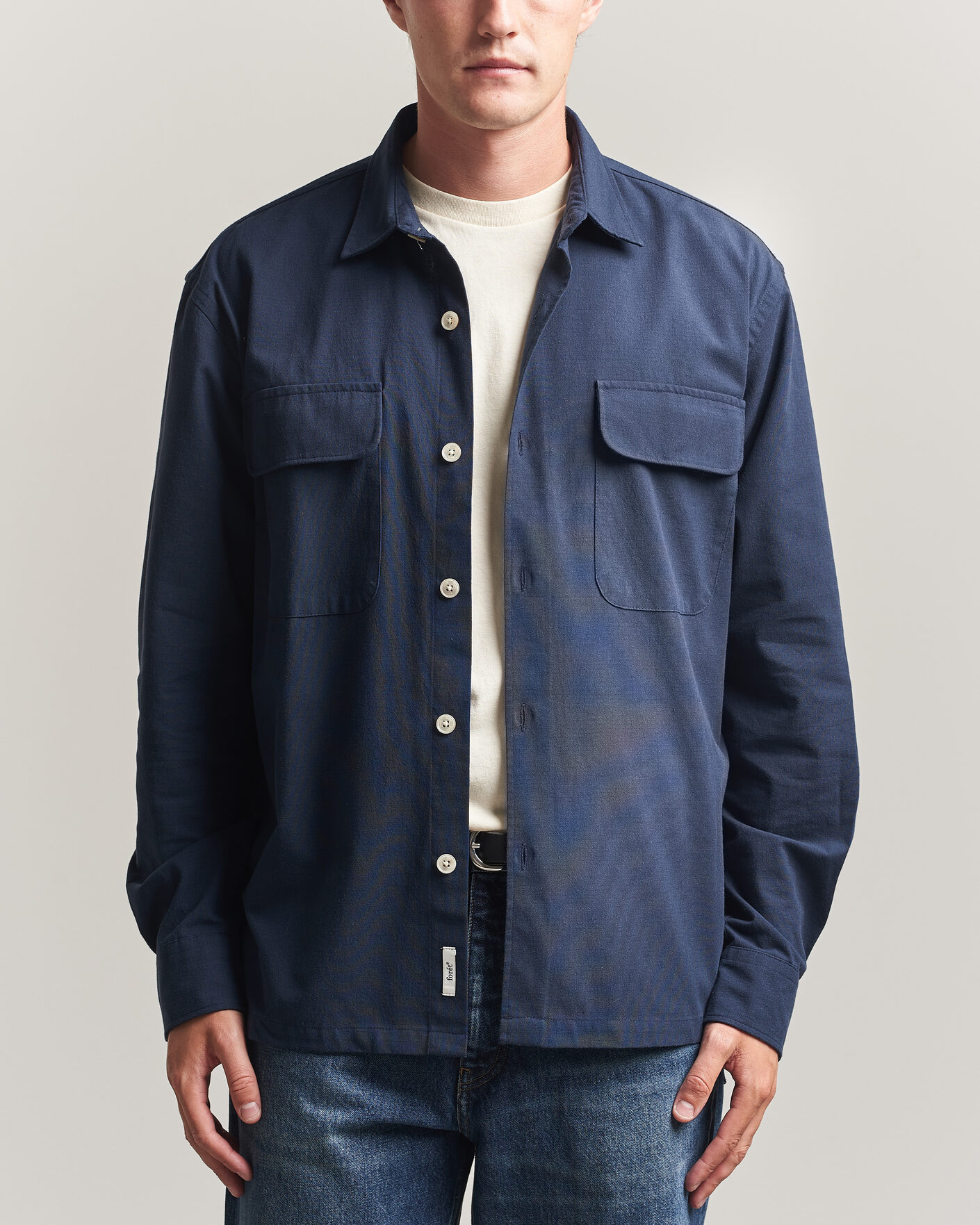 Heren | Overhemden | Forét | Lunar Relaxed Fit Textured Overshirt Navy