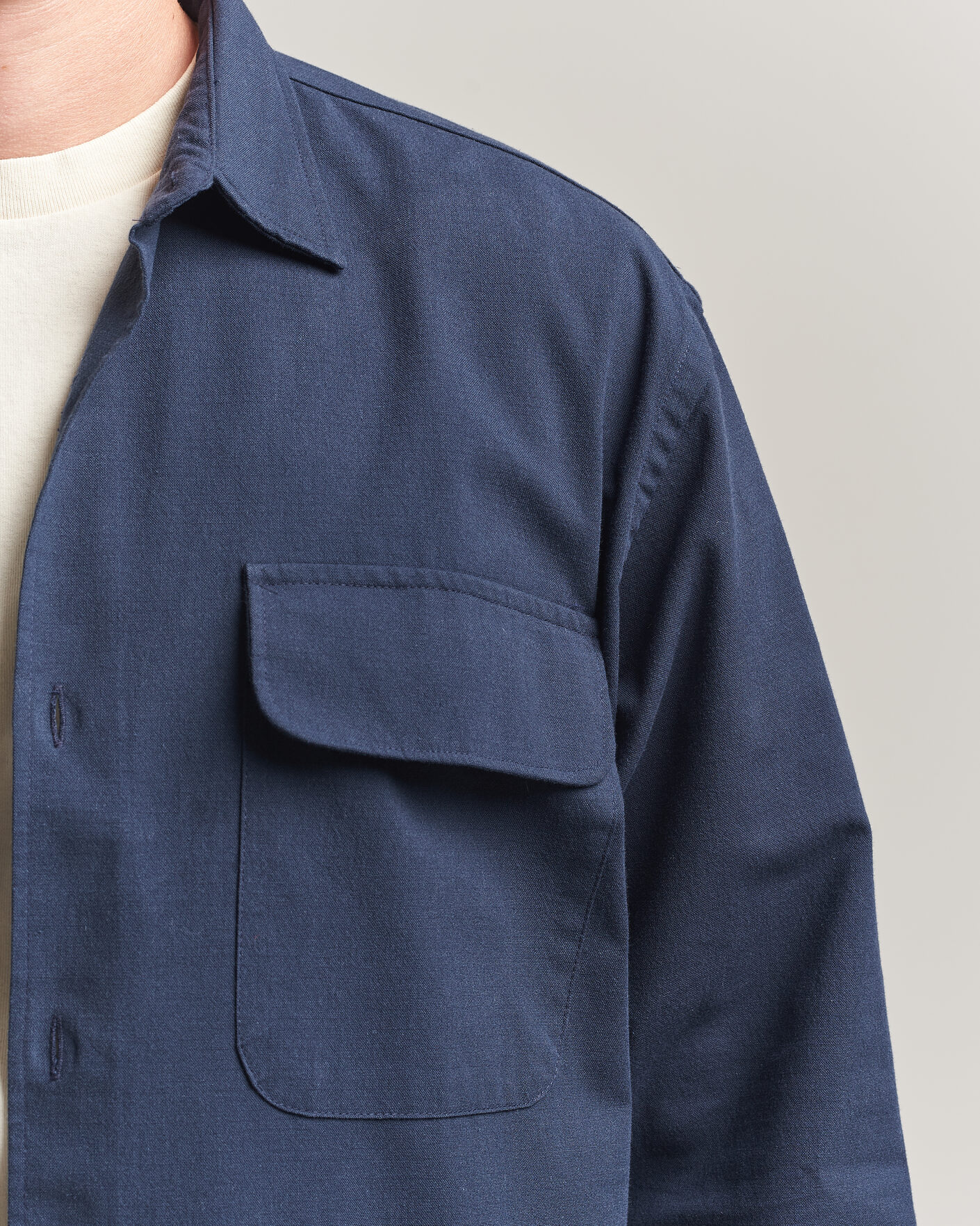 Heren | Overhemden | Forét | Lunar Relaxed Fit Textured Overshirt Navy