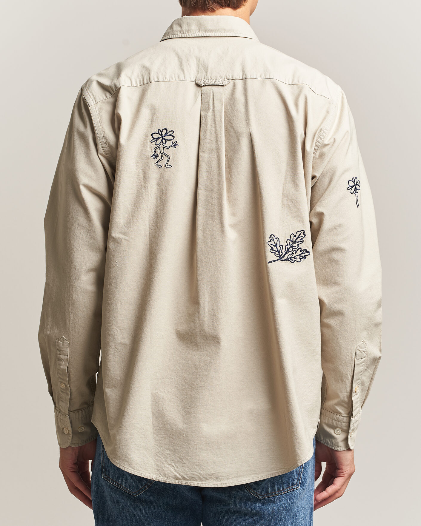 Heren | Overhemden | Forét | Maple Embroidery Oxford Shirt Oat
