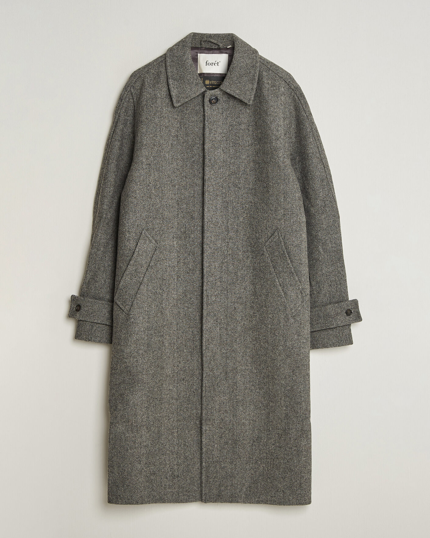 Heren | Jassen | Forét | Pine Wool Coat Grey Herringbone