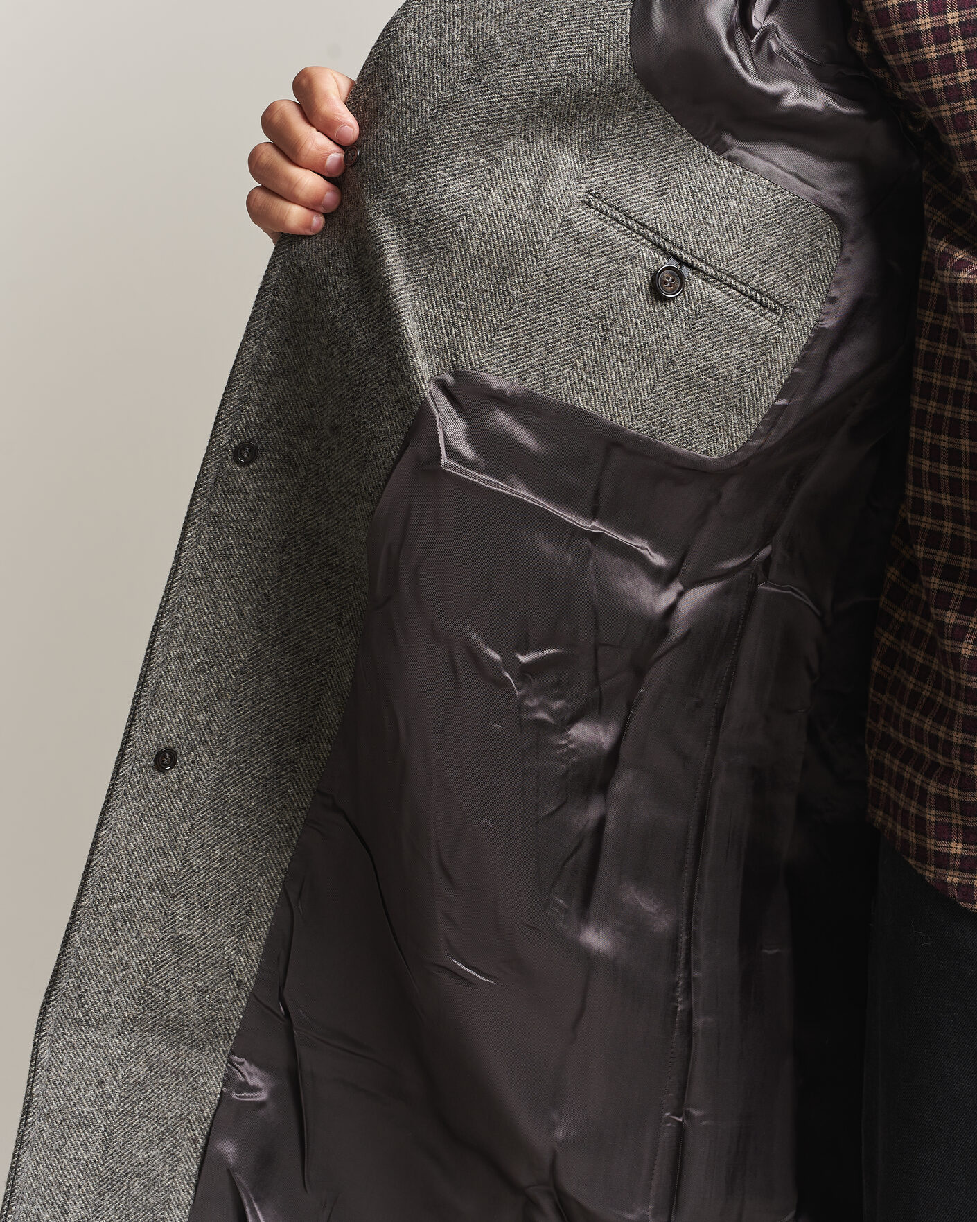 Heren | Jassen | Forét | Pine Wool Coat Grey Herringbone
