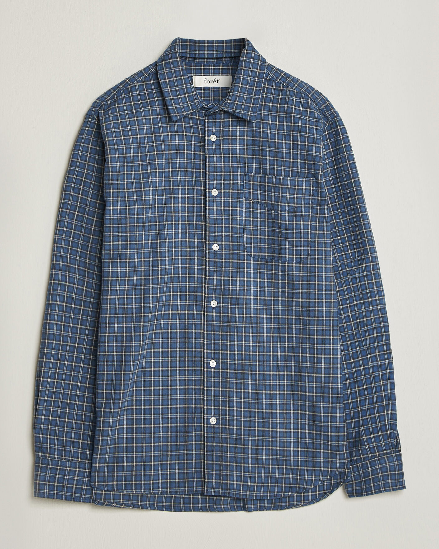 Heren | Overhemden | Forét | Ridge Flannel Check Shirt Navy