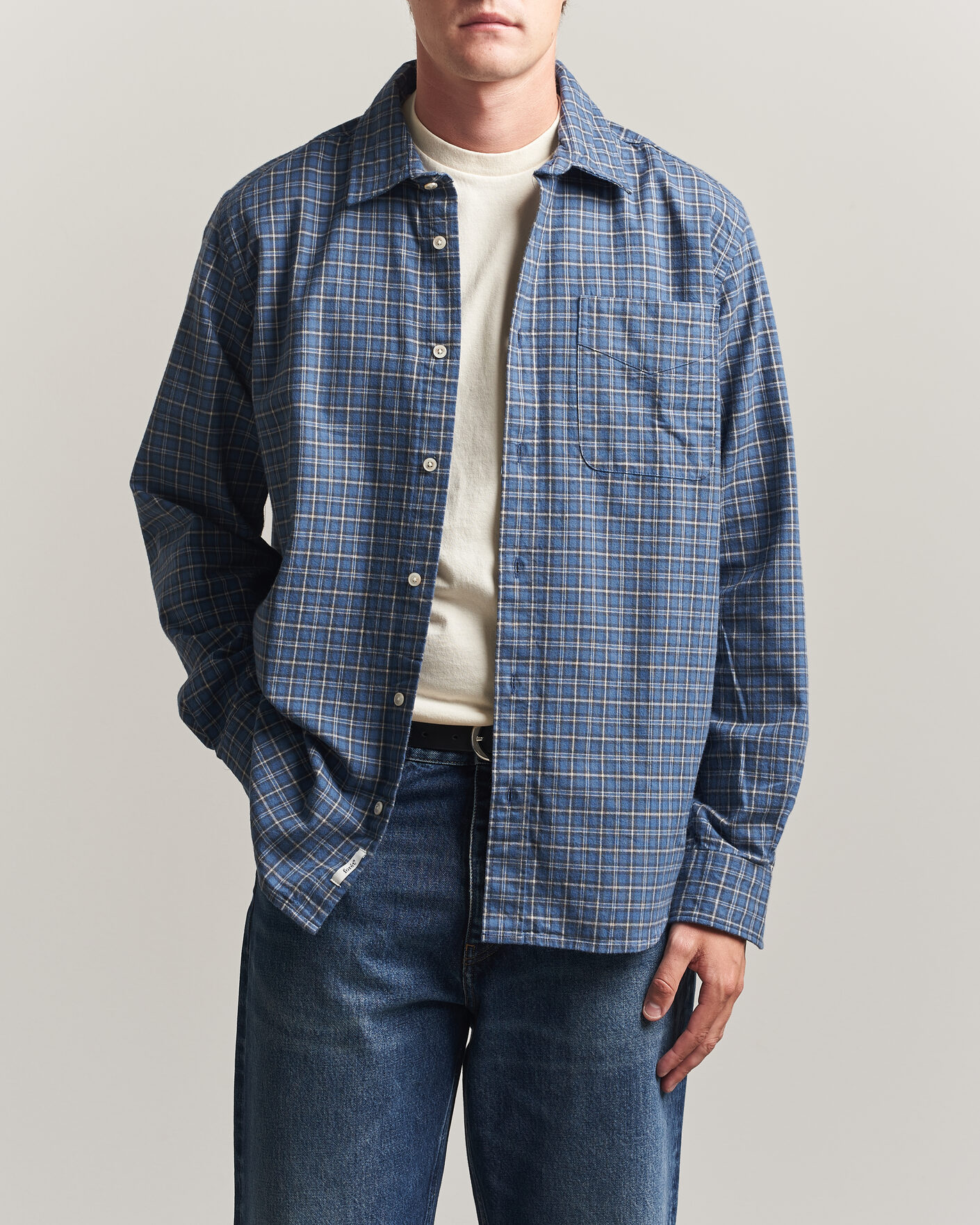 Heren | Overhemden | Forét | Ridge Flannel Check Shirt Navy