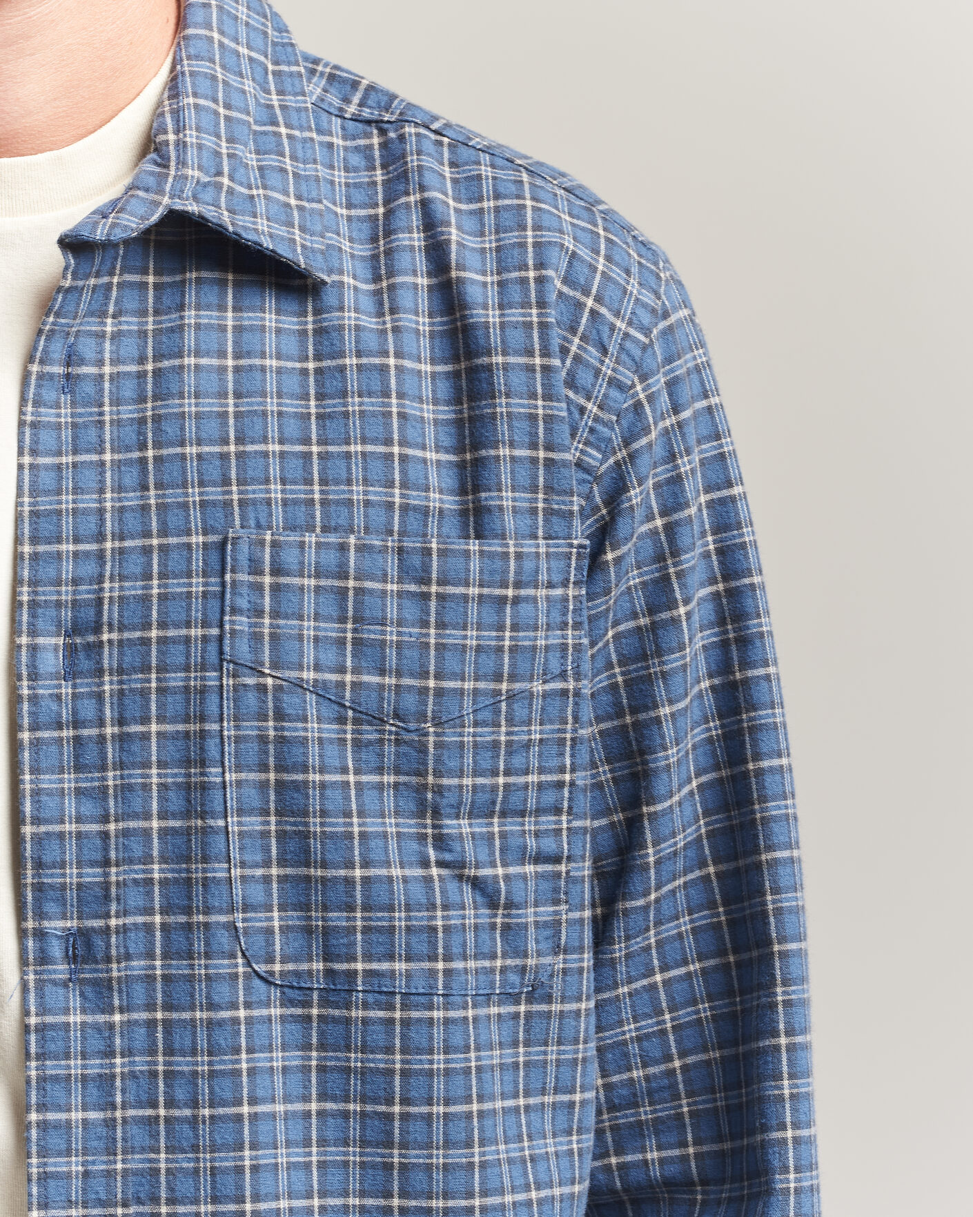 Heren | Overhemden | Forét | Ridge Flannel Check Shirt Navy
