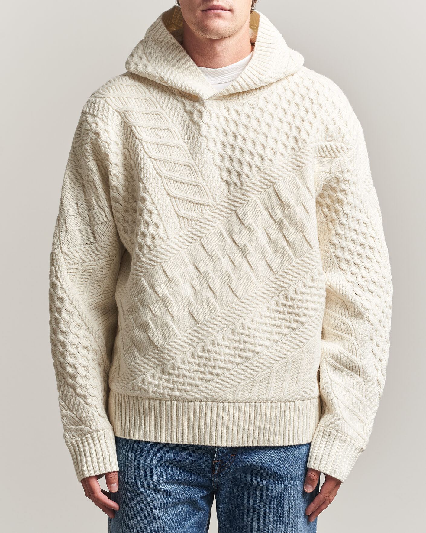 Heren | Truien | J.Lindeberg | Savio Cable Knitted Hoodie Tofu