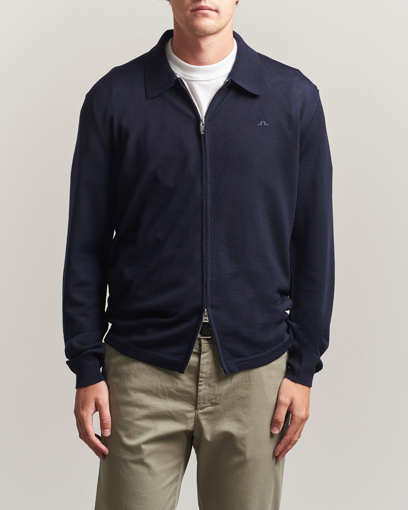 Heren | Truien | J.Lindeberg | Kaleb Merino Full Zip JL Navy