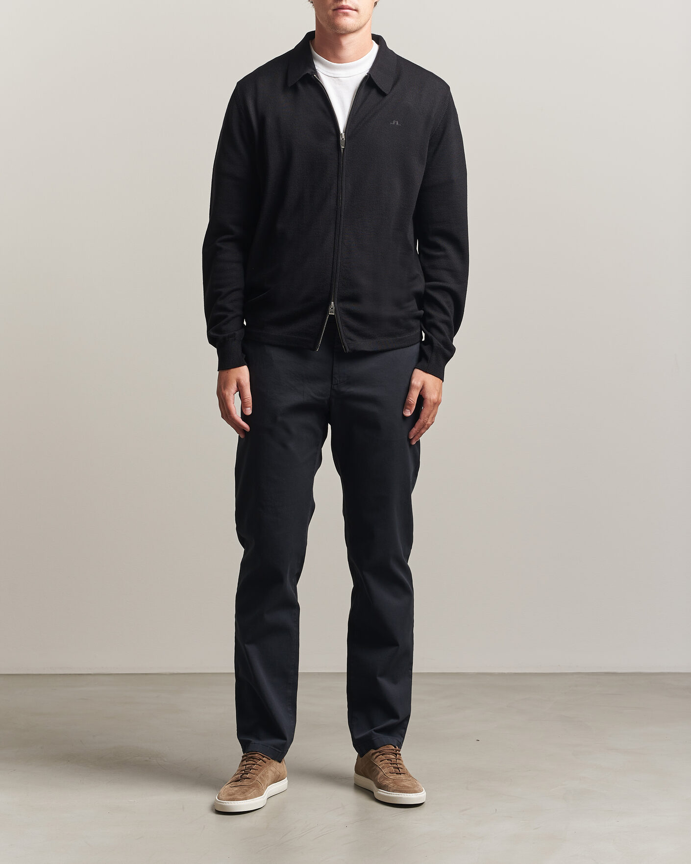 Heren | Truien | J.Lindeberg | Kaleb Merino Full Zip Black