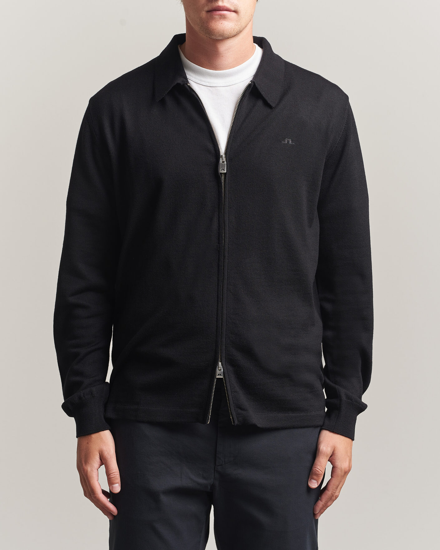 Heren | Truien | J.Lindeberg | Kaleb Merino Full Zip Black