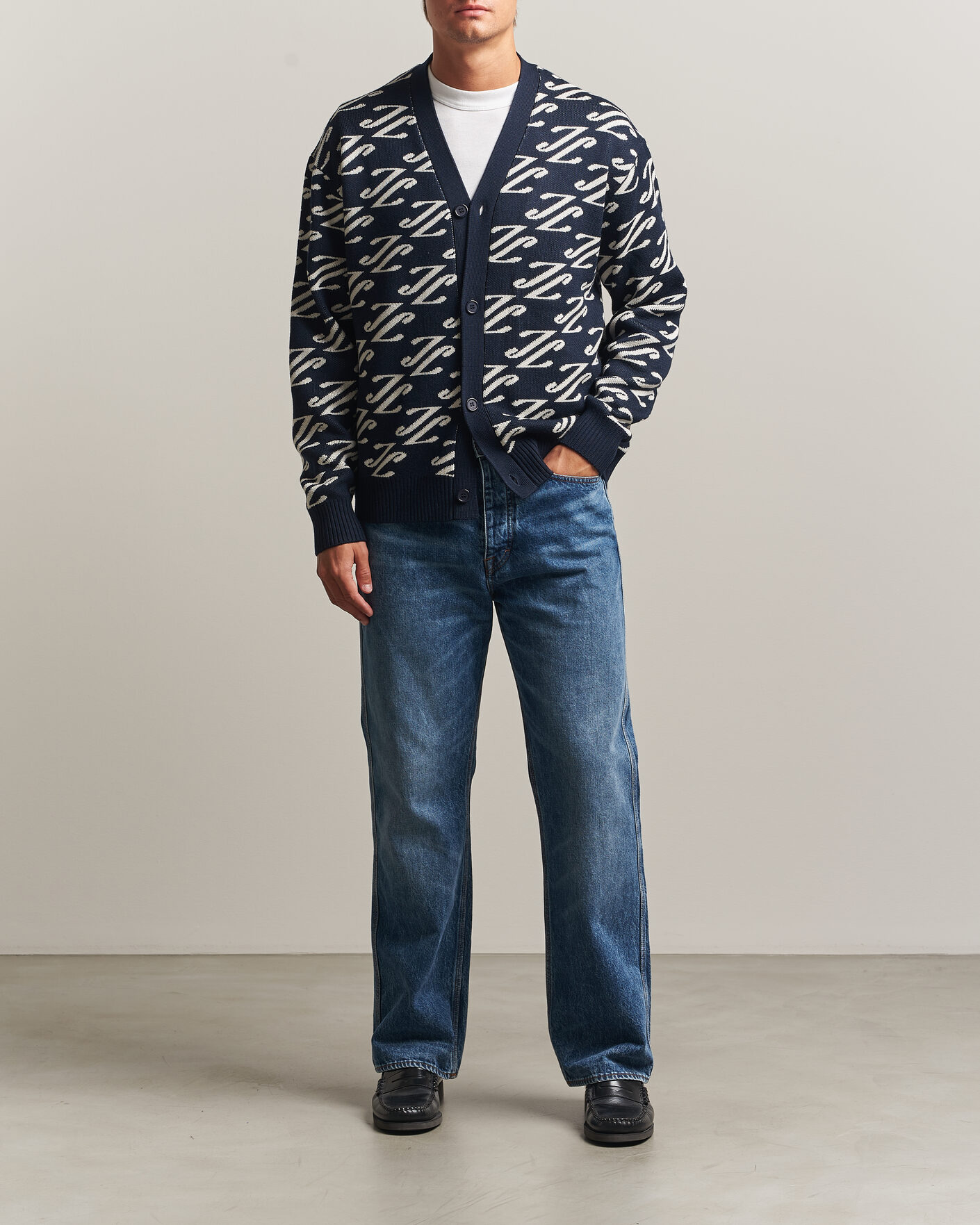 Heren | Truien | J.Lindeberg | Denny Jacquard Cardigan JL Navy