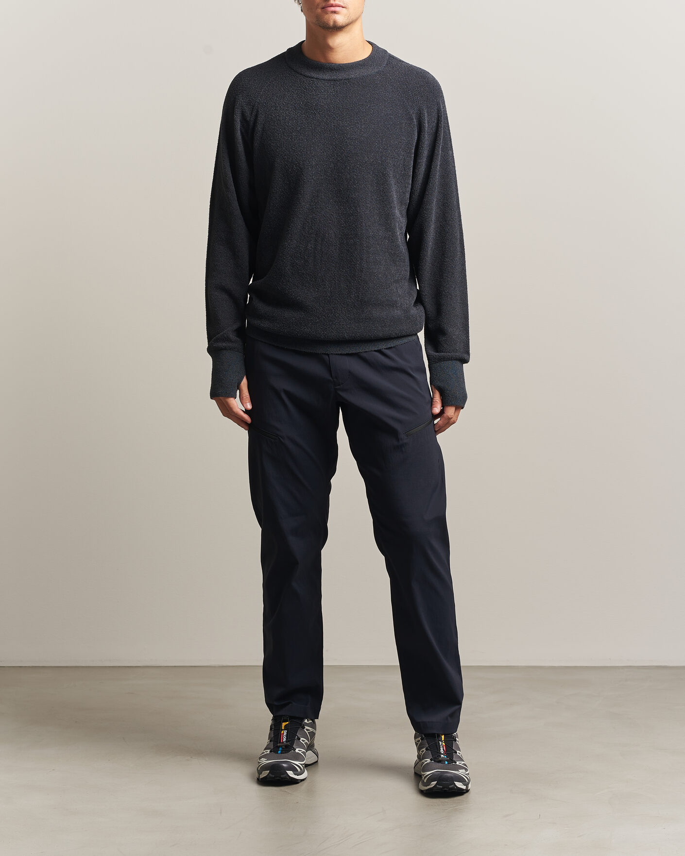 Heren | Truien | Goldwin | Mesh Pile Crew Neck Wolf Gray