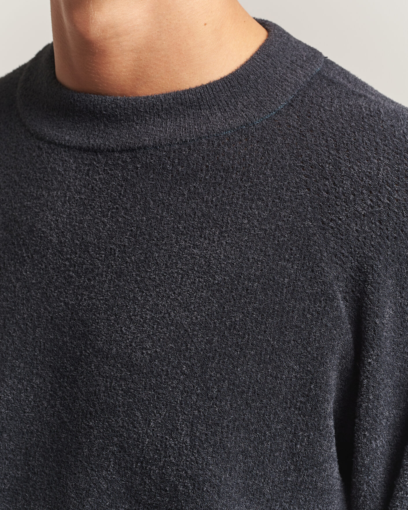 Heren | Truien | Goldwin | Mesh Pile Crew Neck Wolf Gray