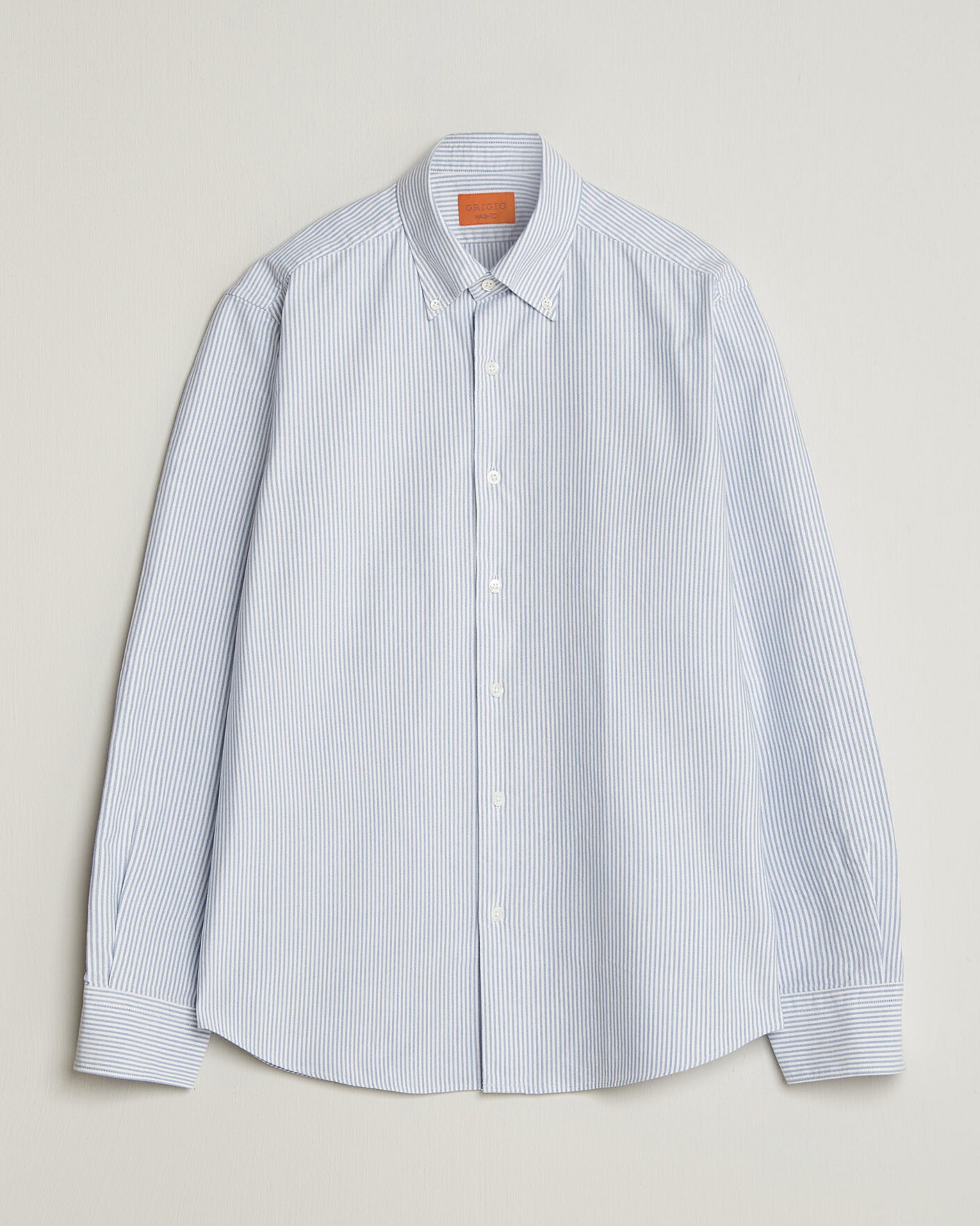 Heren | Overhemden | Grigio | Oxford Button Down Shirt Light Blue Stripe