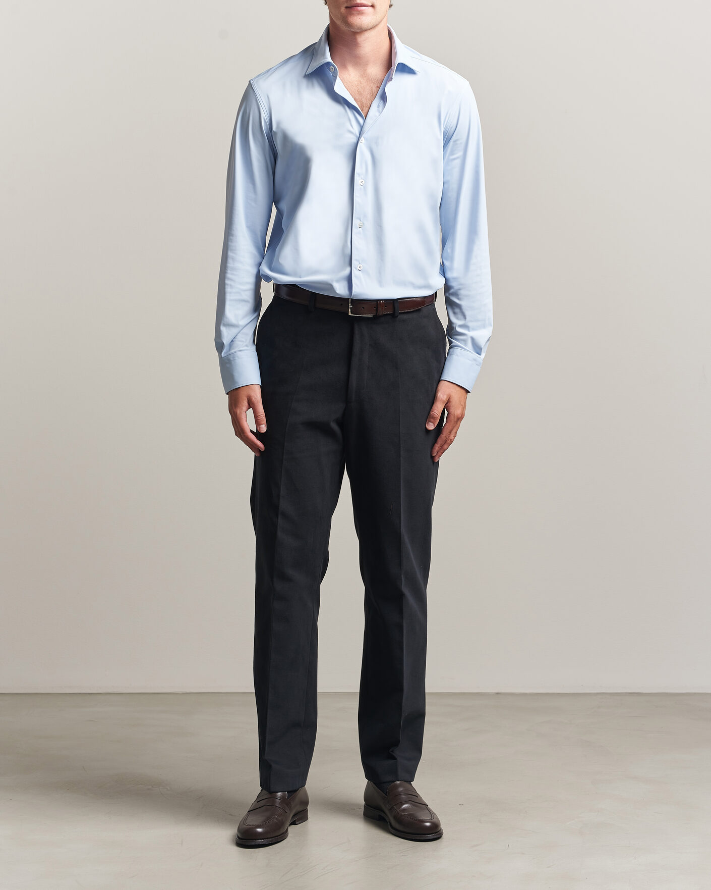 Heren | Overhemden | Grigio | Jersey Shirt Light Blue