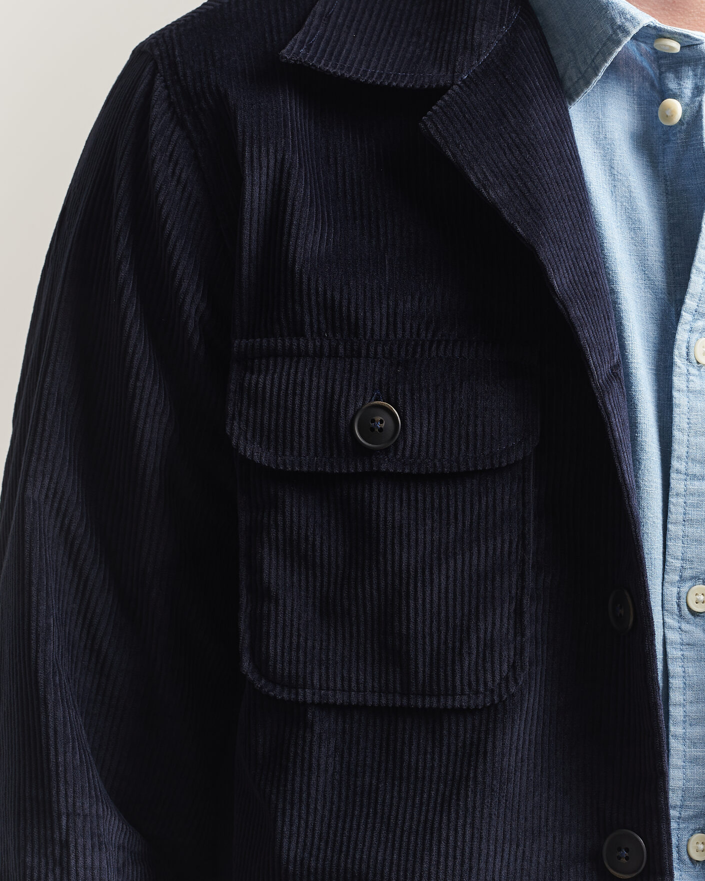 Heren | Overhemden | Grigio | Corduroy Overshirt Navy