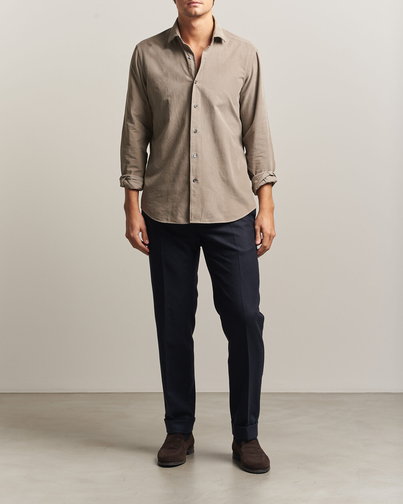 Heren | Overhemden | Grigio | Corduroy Shirt Beige