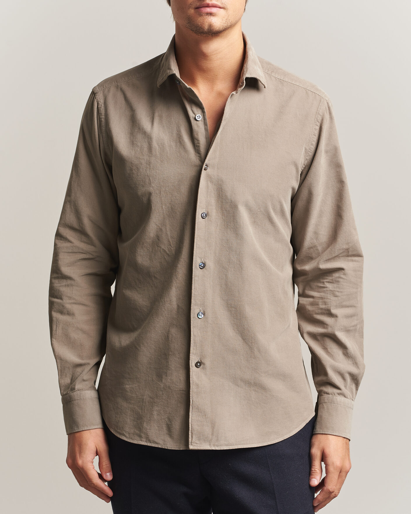 Heren | Overhemden | Grigio | Corduroy Shirt Beige