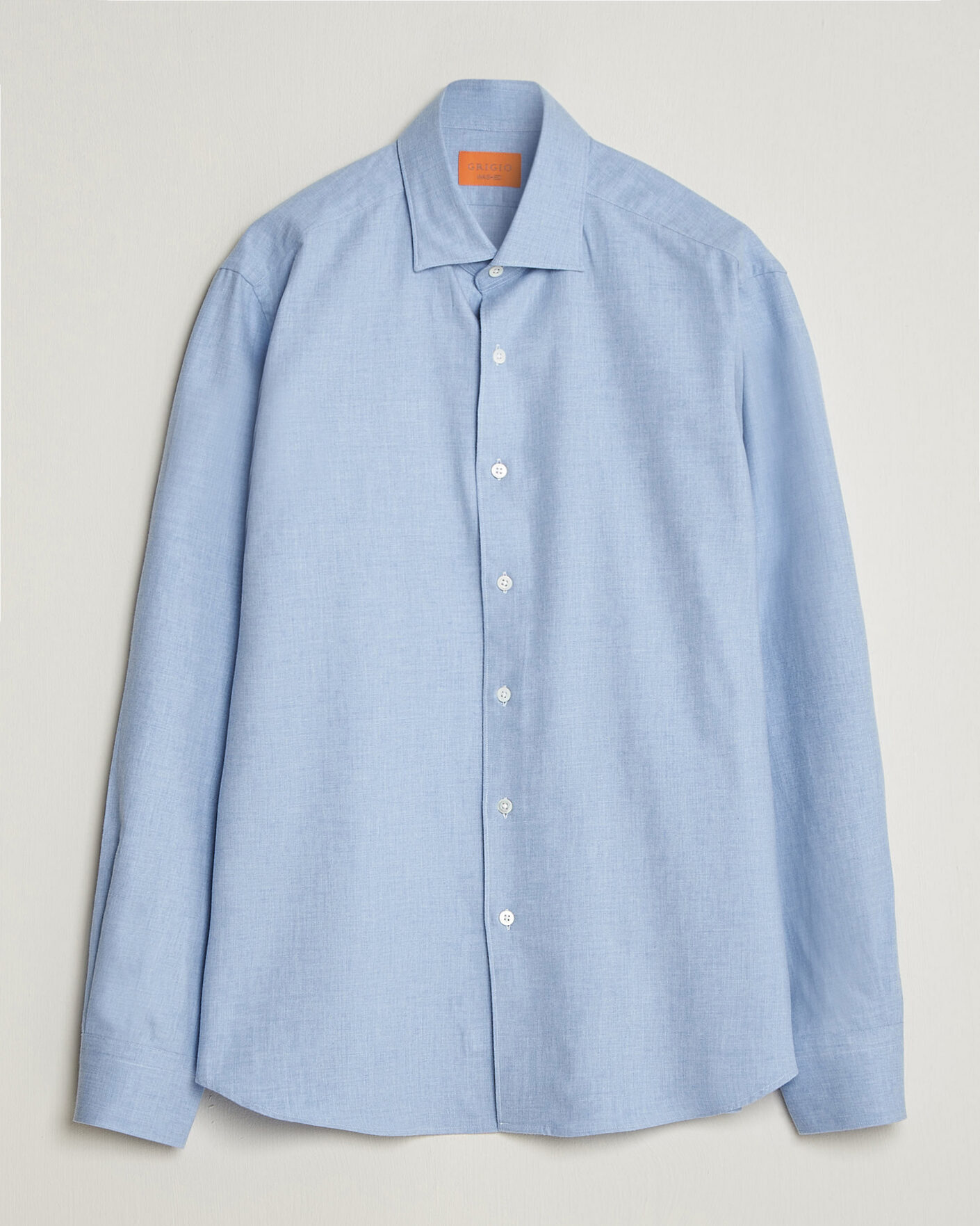 Heren | Overhemden | Grigio | Washed Flannel Shirt Light Blue
