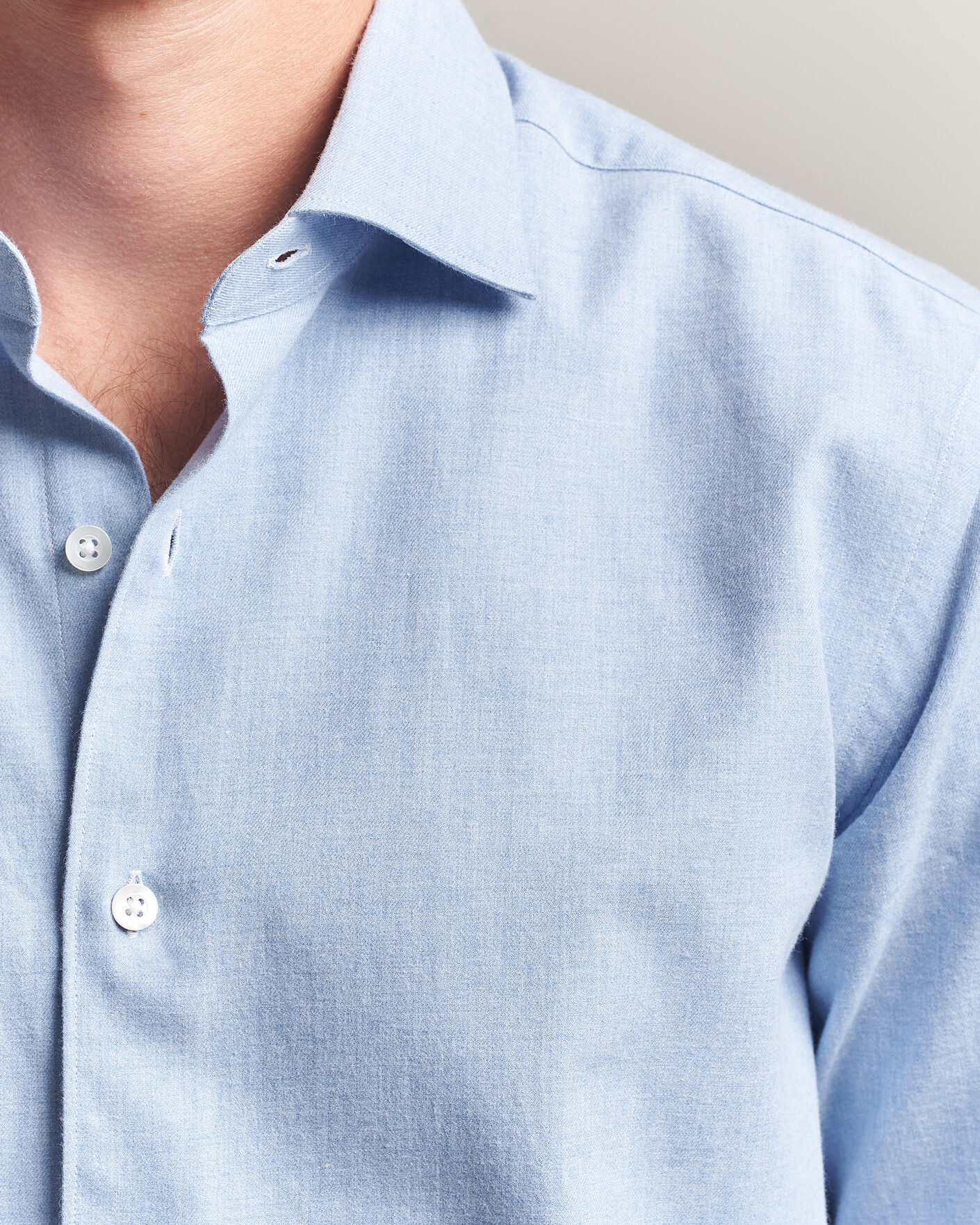 Heren | Overhemden | Grigio | Washed Flannel Shirt Light Blue
